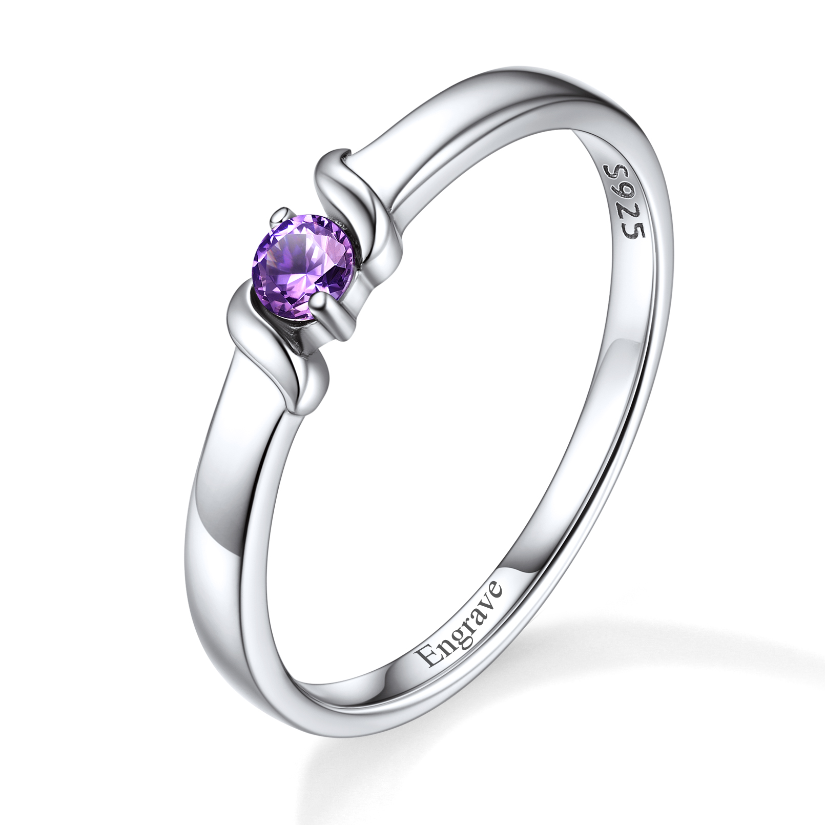 Personalized Family Names Engraved Birthstone Ring