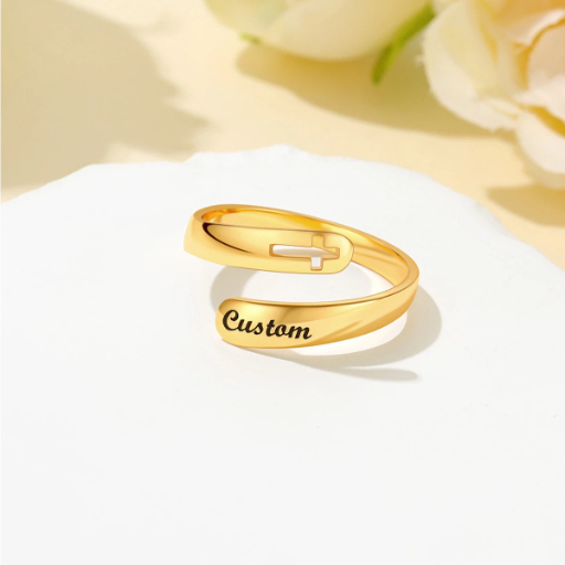 Custom Engraved Name Sterling Silver Teardrop Cross Ring For Her