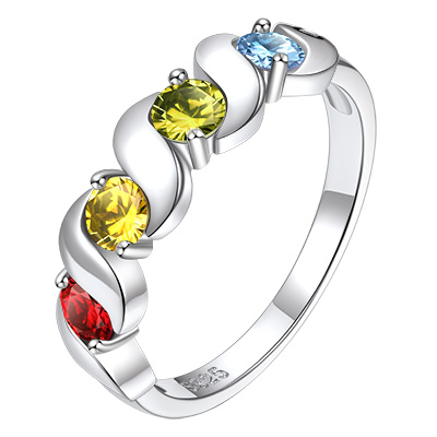 Personalized Birthstone Ring with Engraved Names