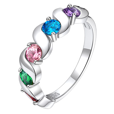 Personalized Birthstone Ring with Engraved Names