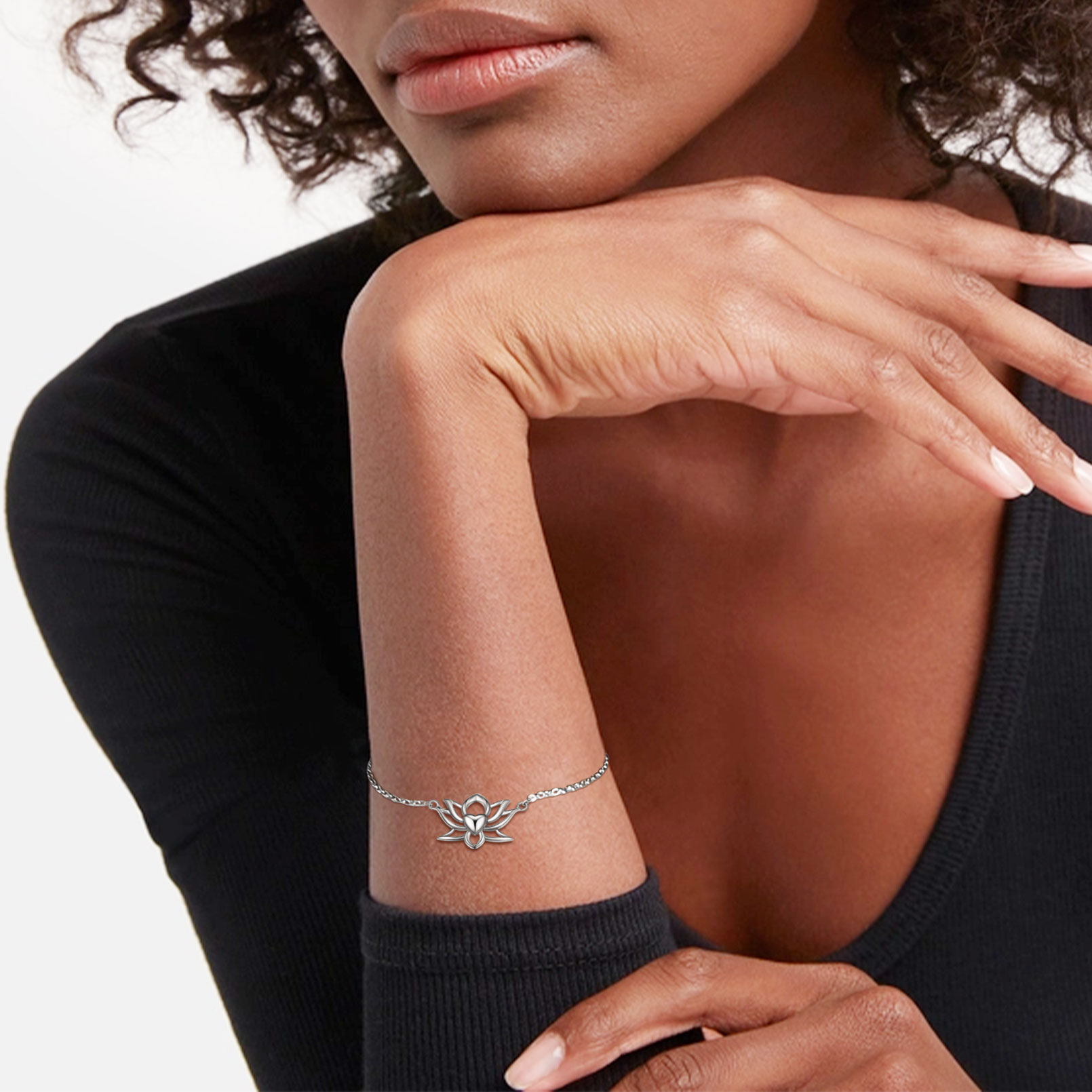 Simple Classic Hollow Out Lotus Flower Bracelet for Women