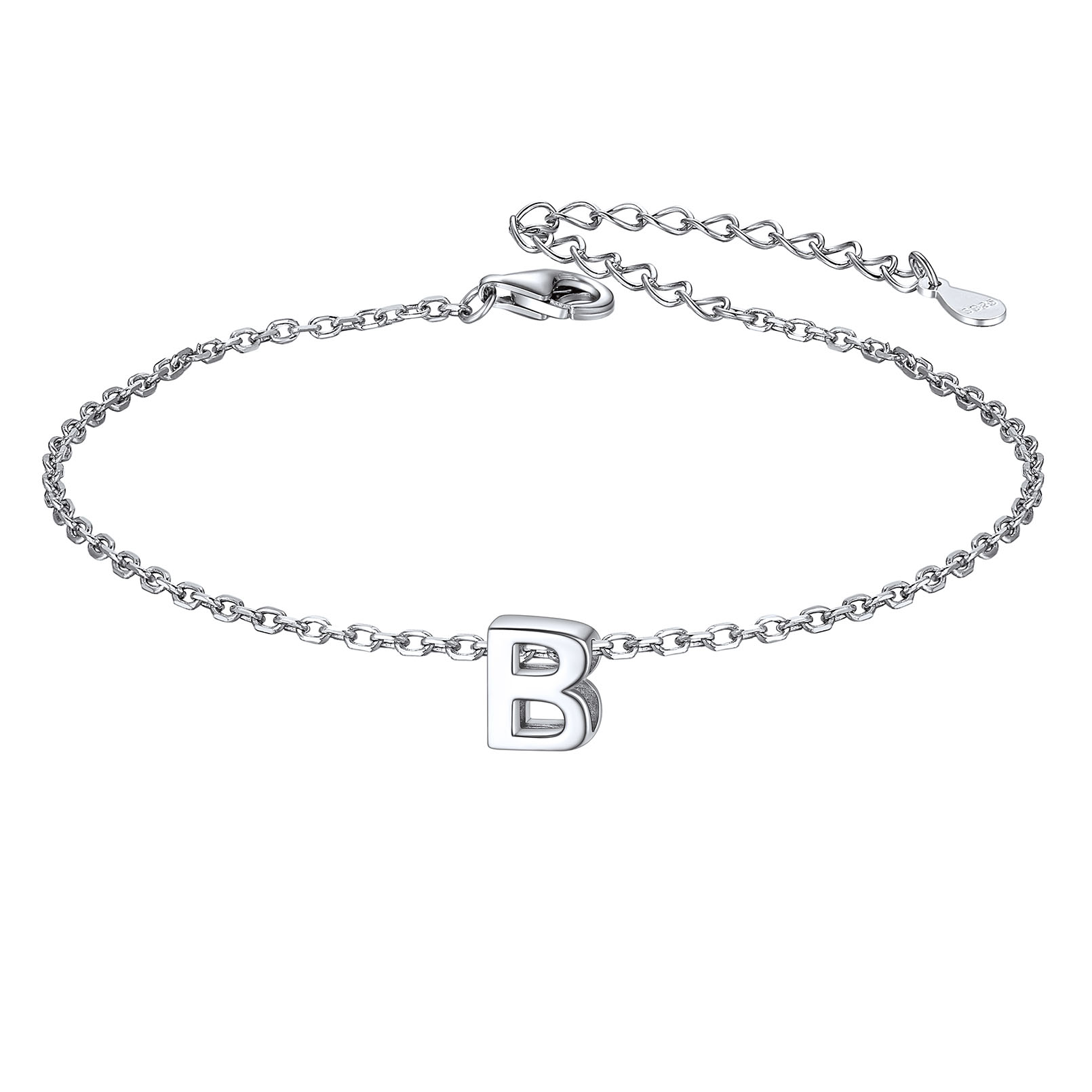 B-Minimalist Letter Dainty Initial Bracelets for Women, sterling silver jewlery, sterling silver bracelets, initial bracelet, gift idea,  A to Z  jewelry
