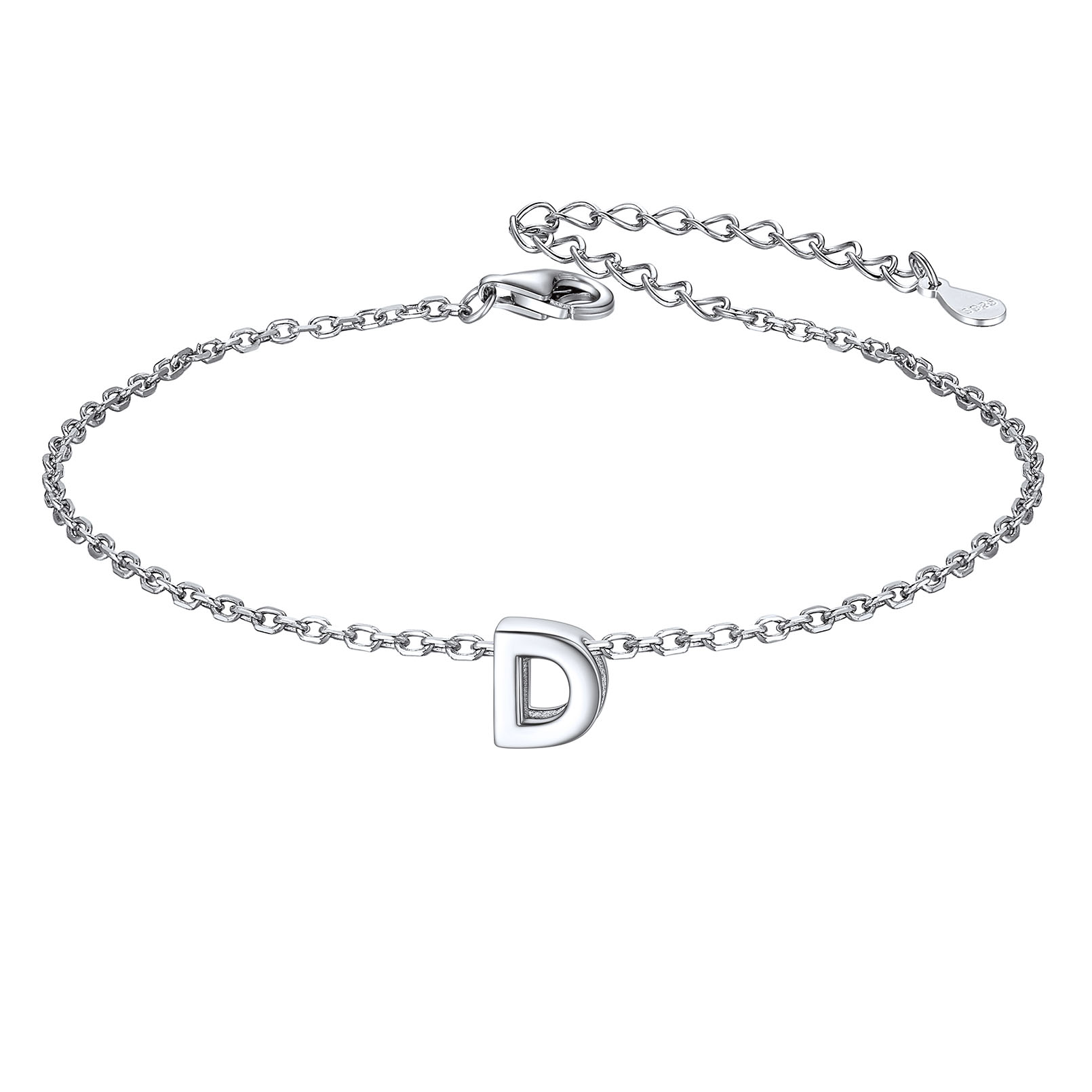 D-Minimalist Letter Dainty Initial Bracelets for Women, sterling silver jewlery, sterling silver bracelets, initial bracelet, gift idea,  A to Z  jewelry