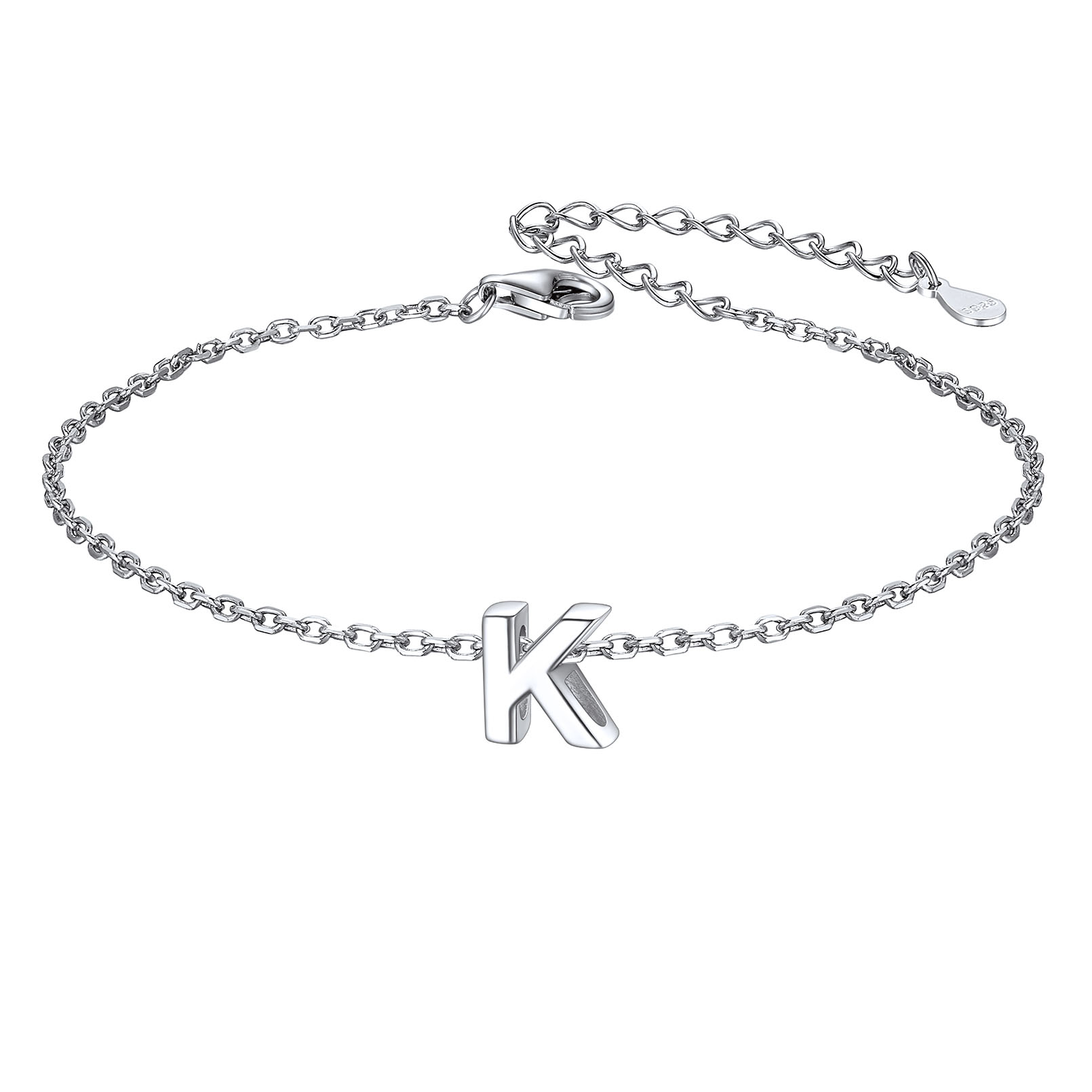K-Minimalist Letter Dainty Initial Bracelets for Women, sterling silver jewlery, sterling silver bracelets, initial bracelet, gift idea,  A to Z  jewelry