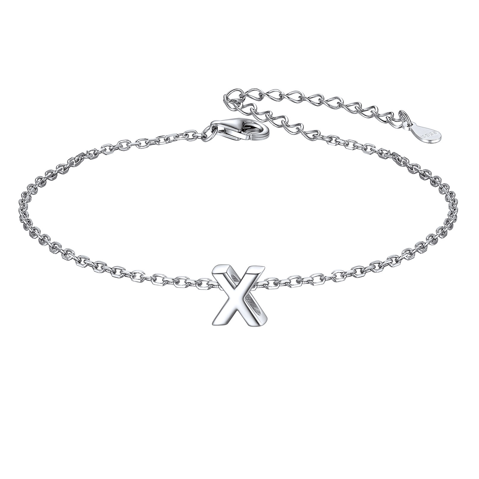 X-Minimalist Letter Dainty Initial Bracelets for Women, sterling silver jewlery, sterling silver bracelets, initial bracelet, gift idea,  A to Z  jewelry