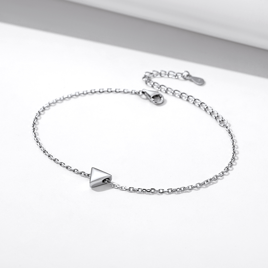Sterling Silver Modern Geometric Charm Triangle Bracelet