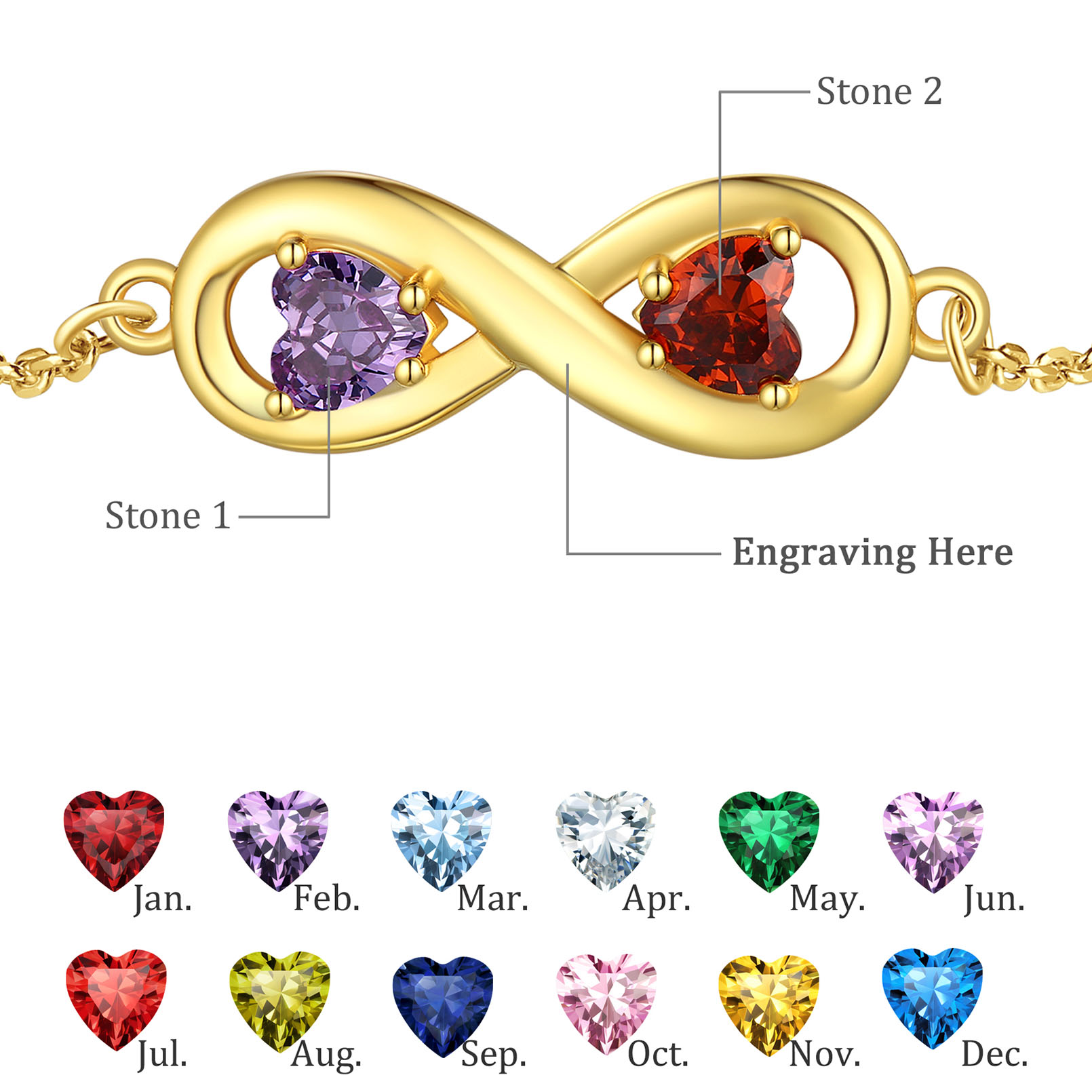 Custom Infinity Birthstone Bracelet For Her