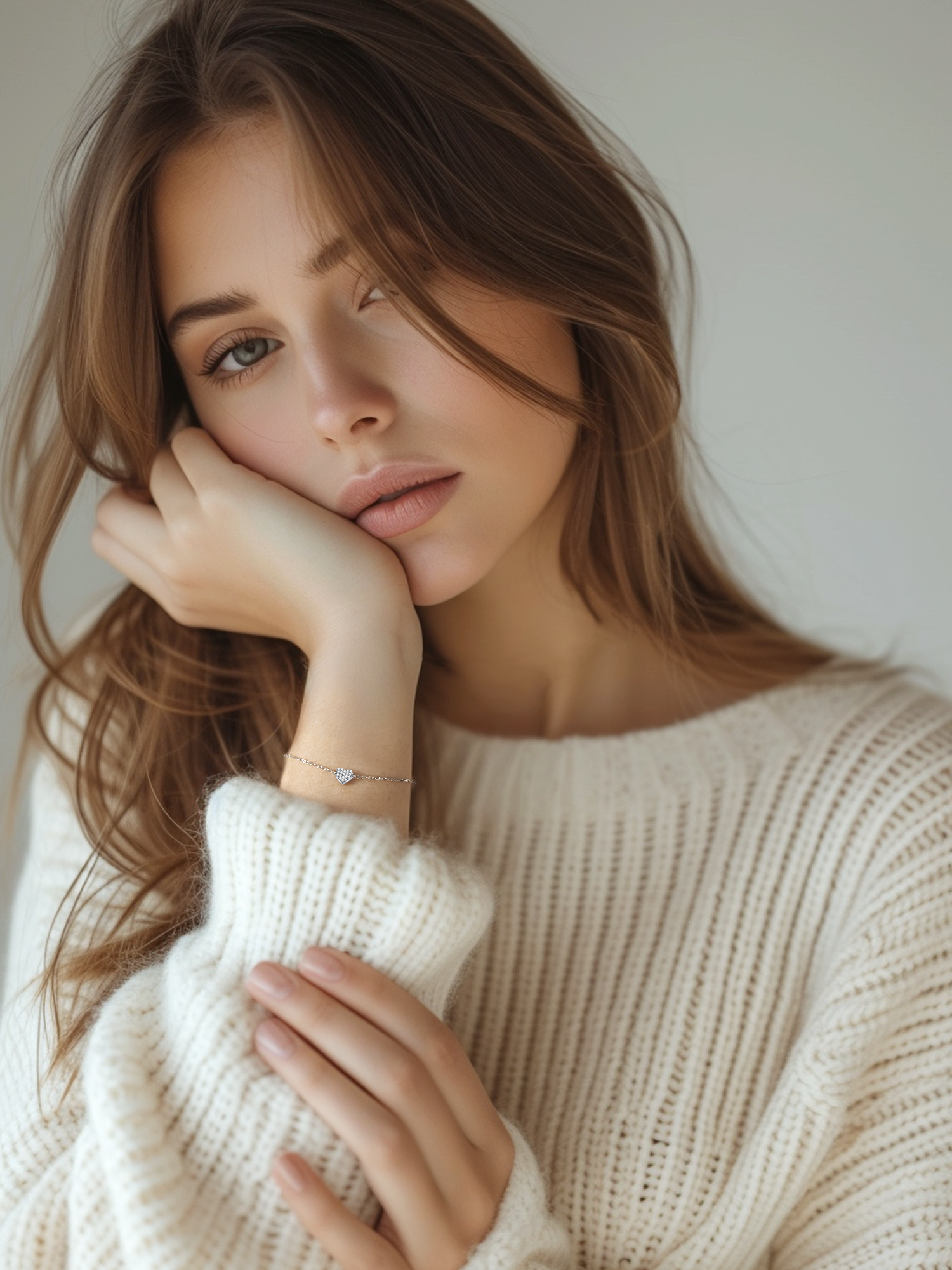 Dainty Heart Hypoallergenic Pave Cubic Zirconia Bracelet