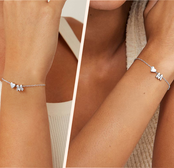 Initial Letters with Heart Bracelet & Anklets for Women & Men