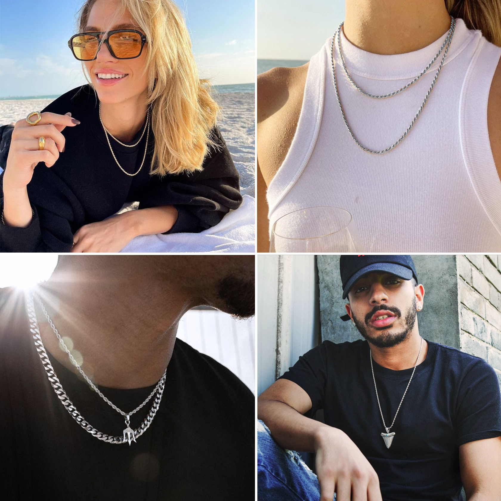 Thin Sterling Silver Cable Chain Necklace  for Women, Ladies, Men, Friends, girlfriend, boyfriend, teenager, husband