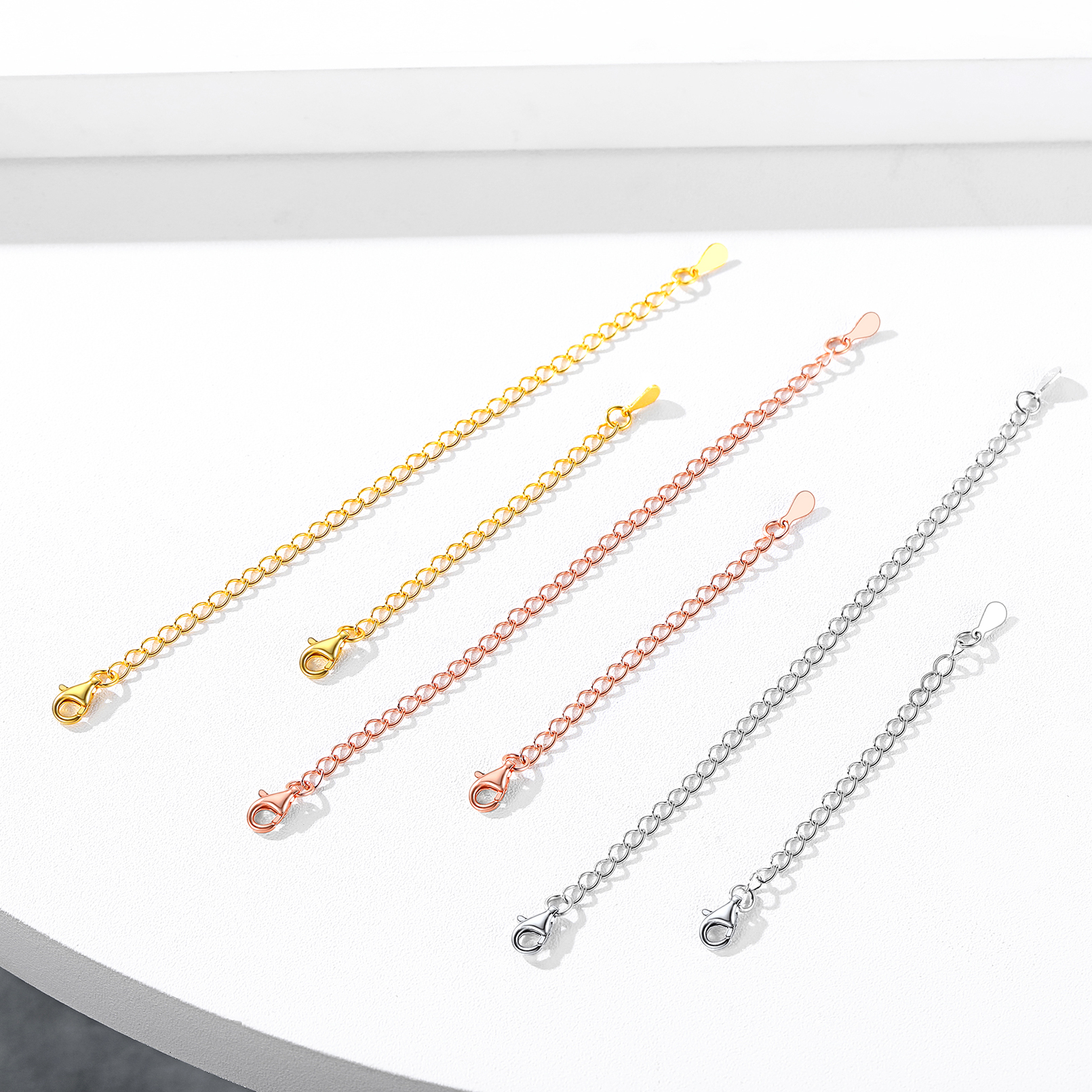 2Pcs Necklace Extenders with Double Lobster Clasp in Different Colors