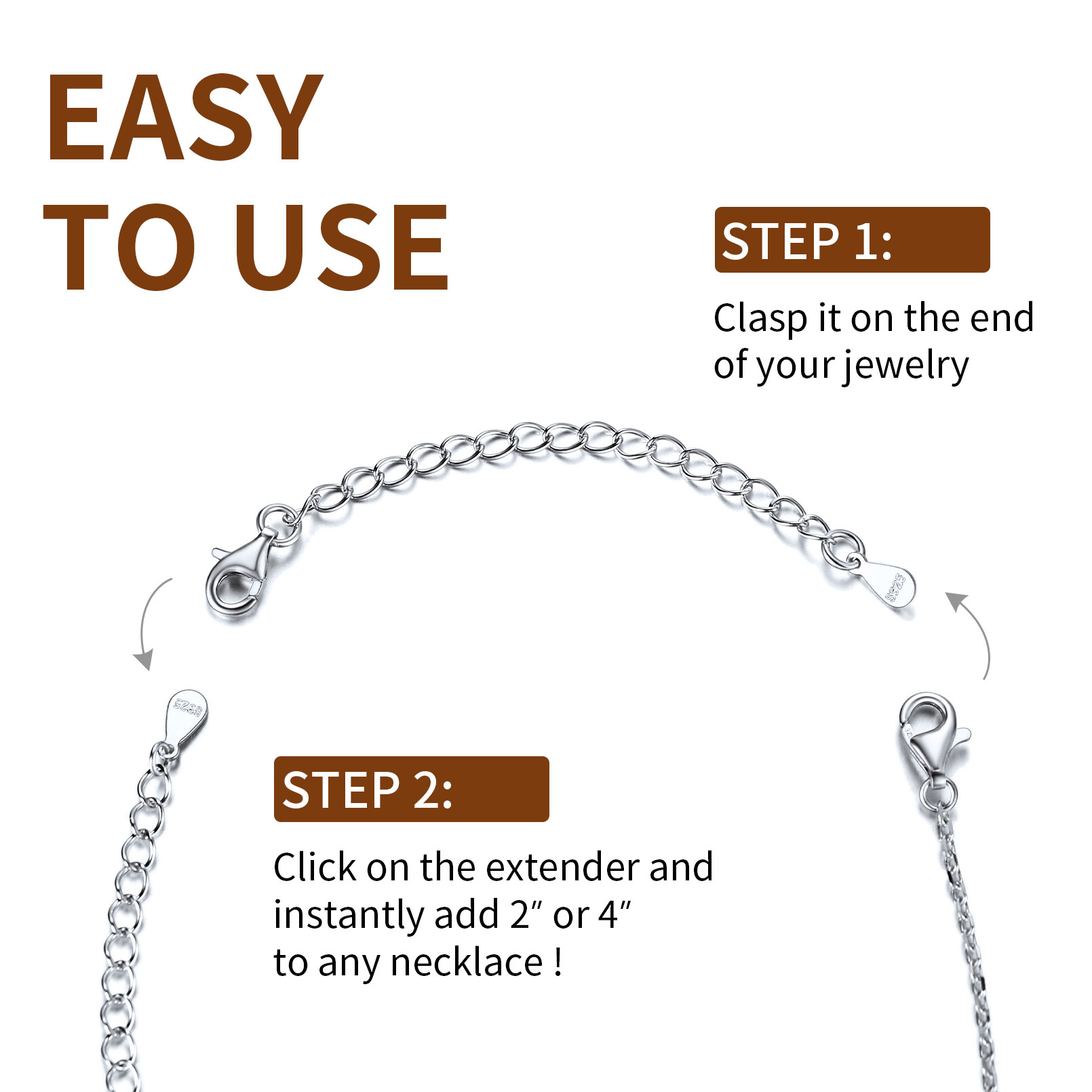 How to use 2Pcs Necklace Extenders with Double Lobster Clasp 