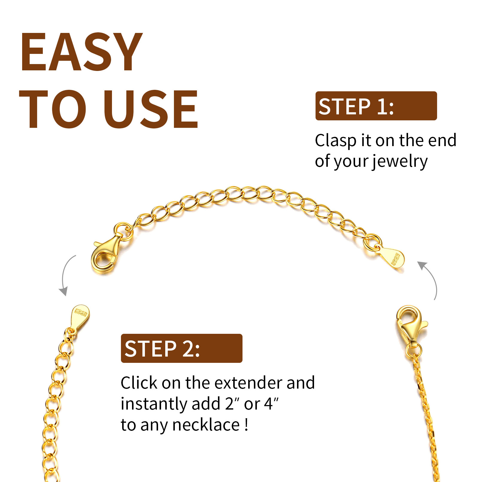 How to use 2Pcs Necklace Extenders with Double Lobster Clasp 