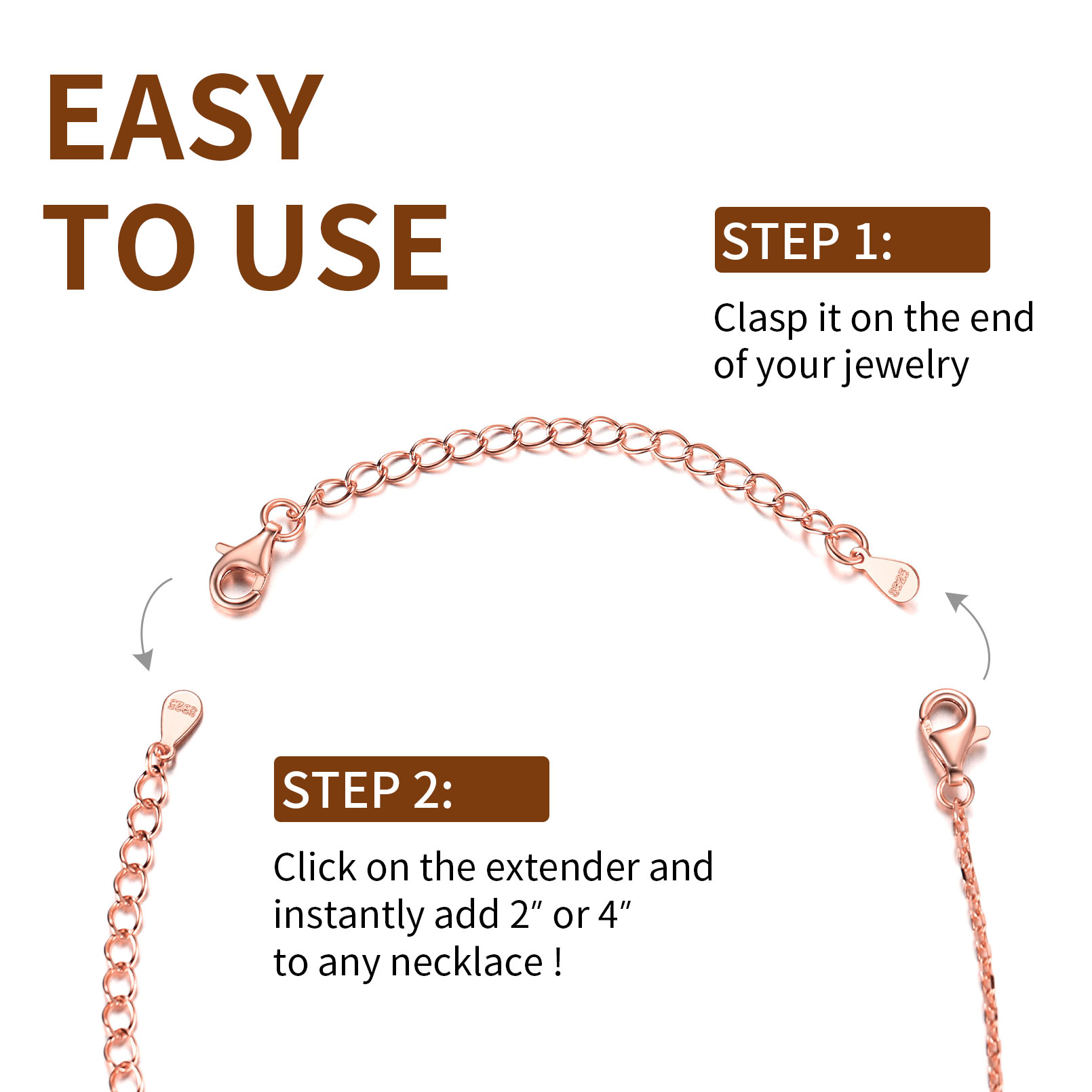 How to use 2Pcs Necklace Extenders with Double Lobster Clasp 