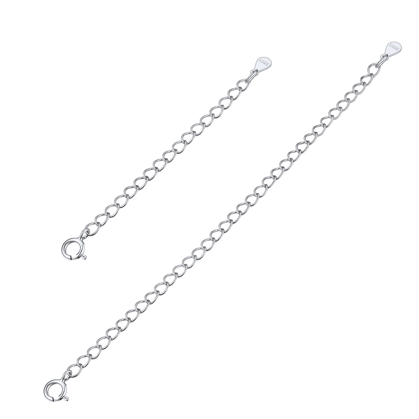 2 Pcs Hypoallergenic  Sterling Silver Necklace Durable Extenders
