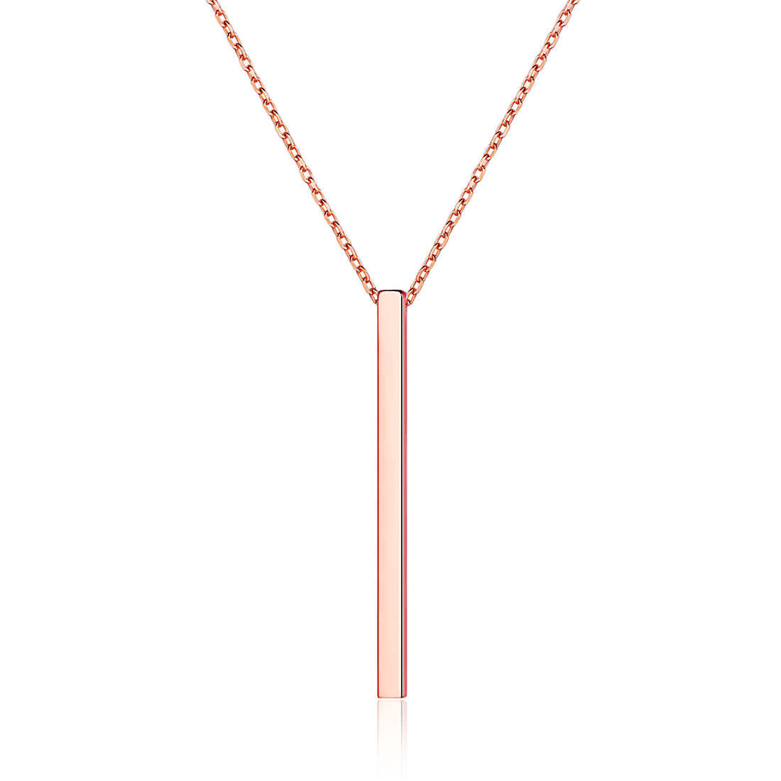 Rose Gold Y Layer Minimalist Vertical Bar Long Lariat Chain Pendant Necklace