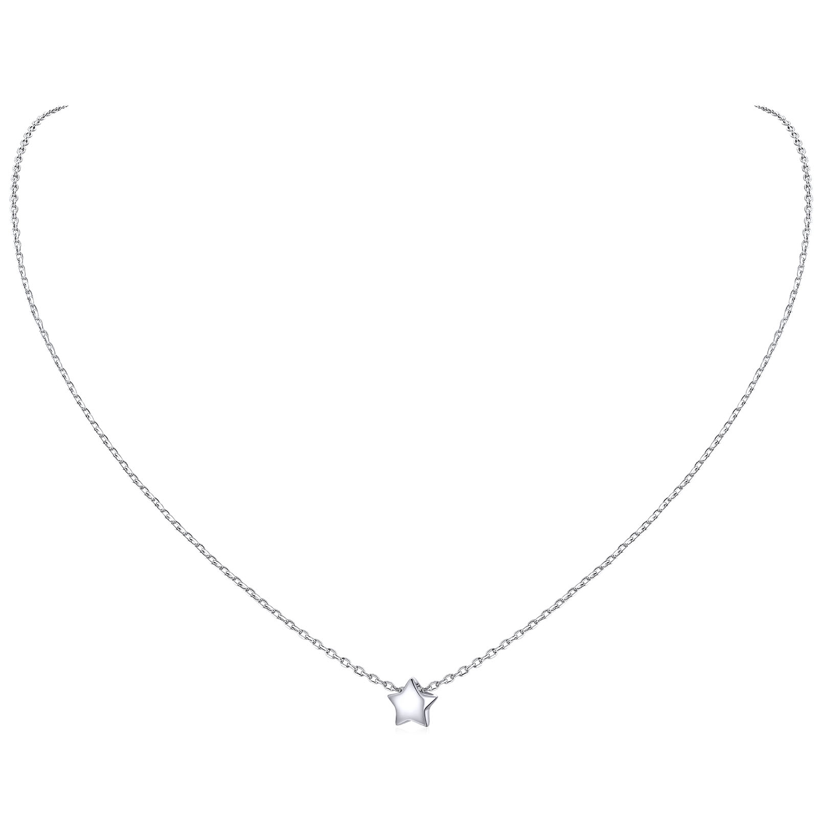Silver Star Dainty Pendant Necklace for Women