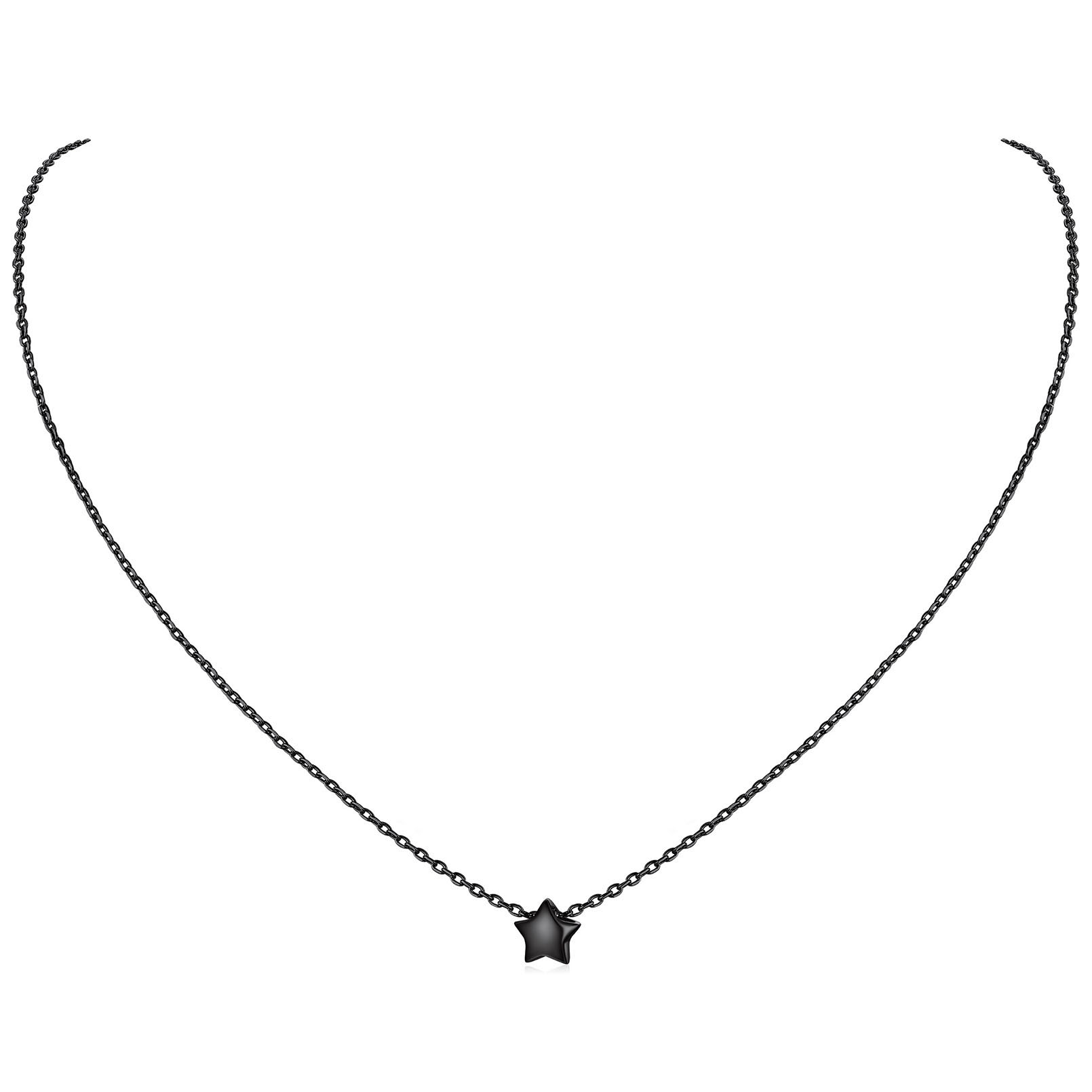 Black Star Dainty Pendant Necklace