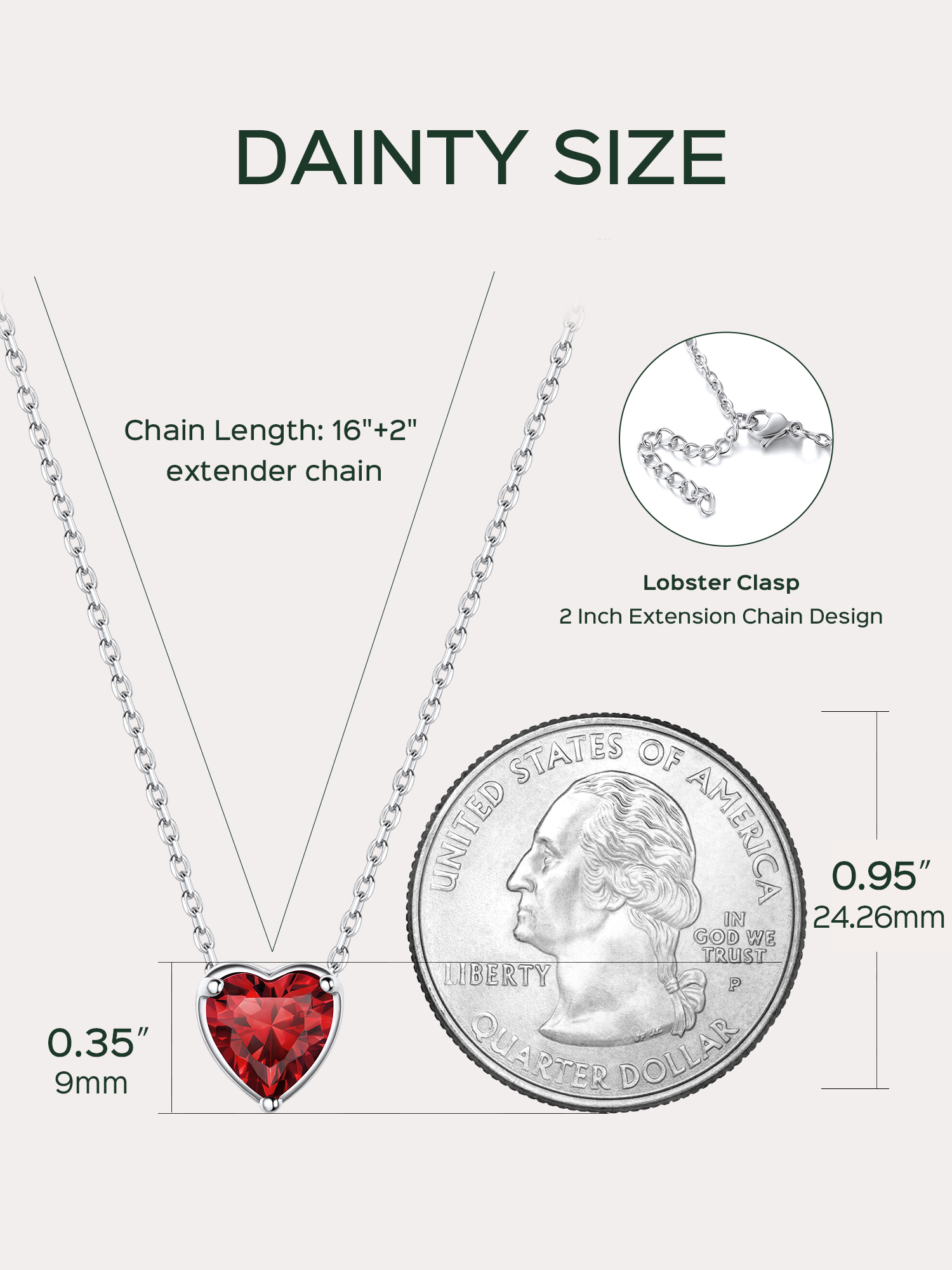 Heart Cut Created Birthstone Pendant Necklace for women, jan birthstone, Garnet Necklace, Capricorn Birthstone, Aquarius Birthstone, sterling silver jewelry, gift idea