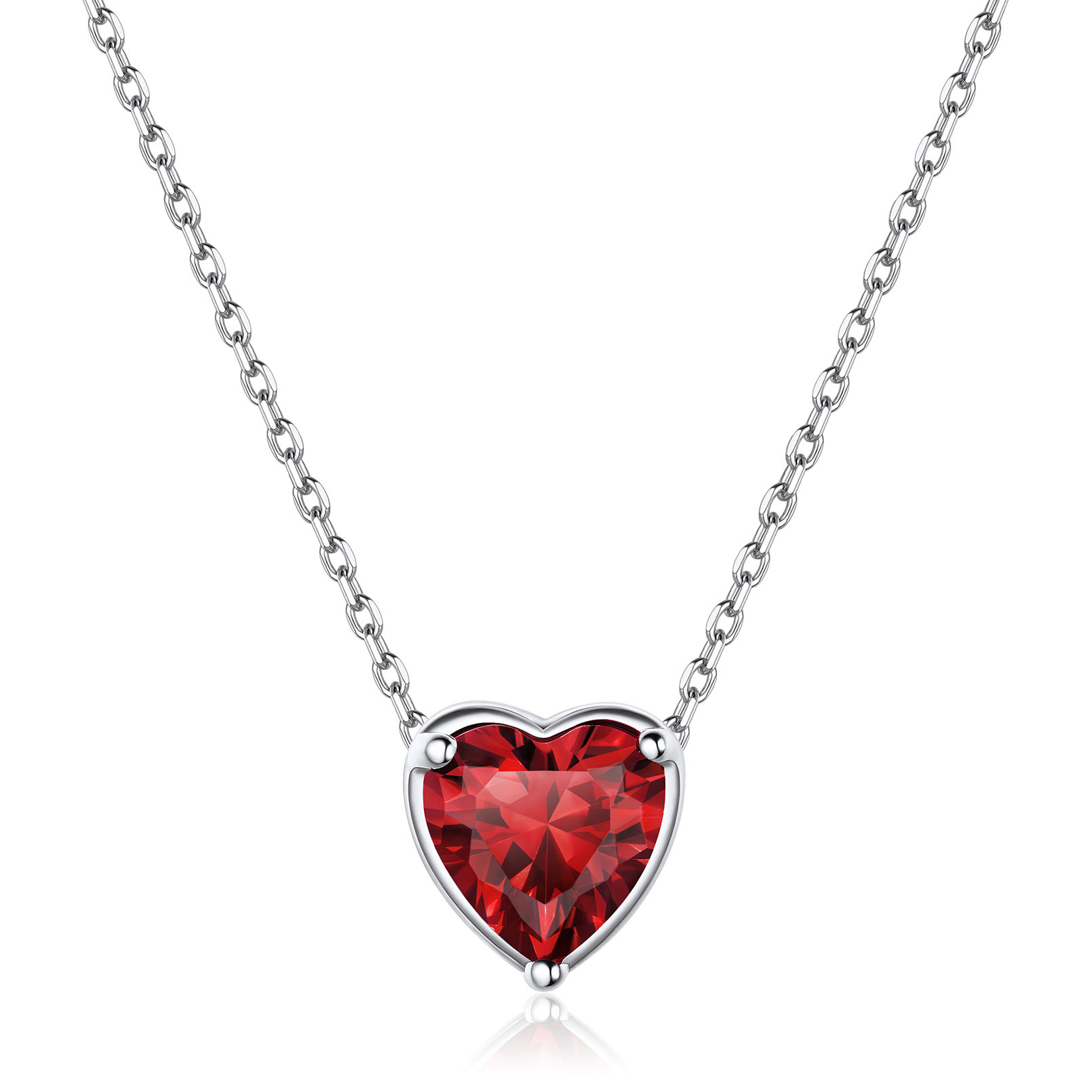Heart Cut Created Birthstone Pendant Necklace