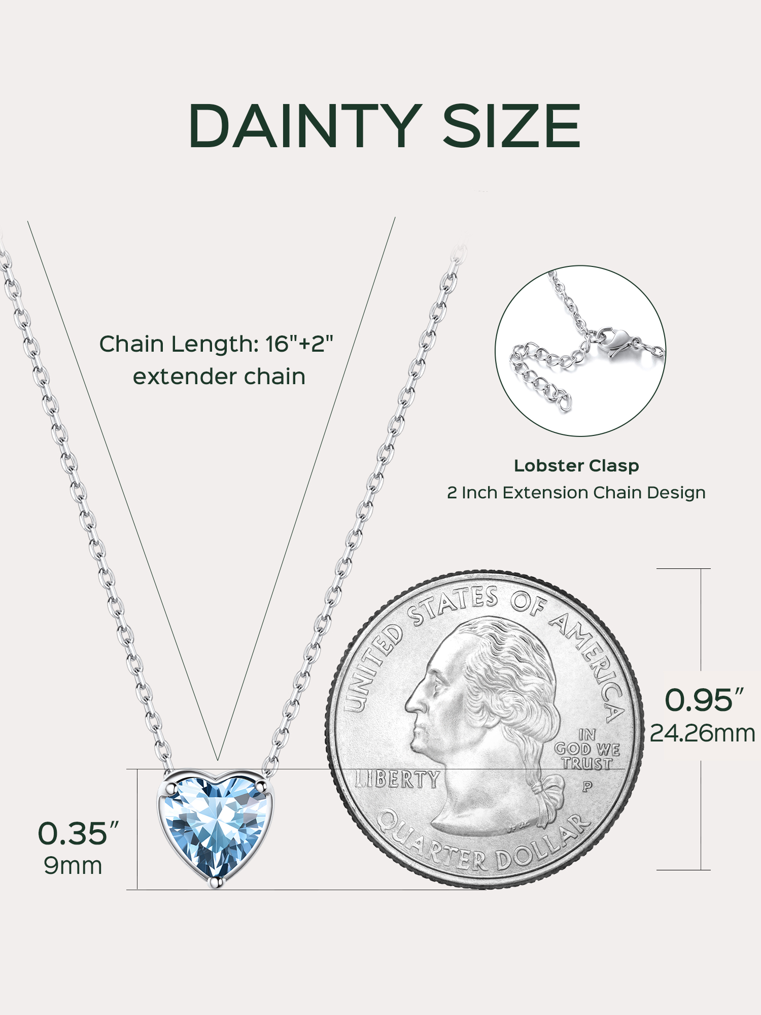 Heart Cut Created Birthstone Pendant Necklace for women, march birthstone, Aquamarine Pendant, Pisces Birthstone, Aries Birthstone, sterling silver jewelry, gift idea