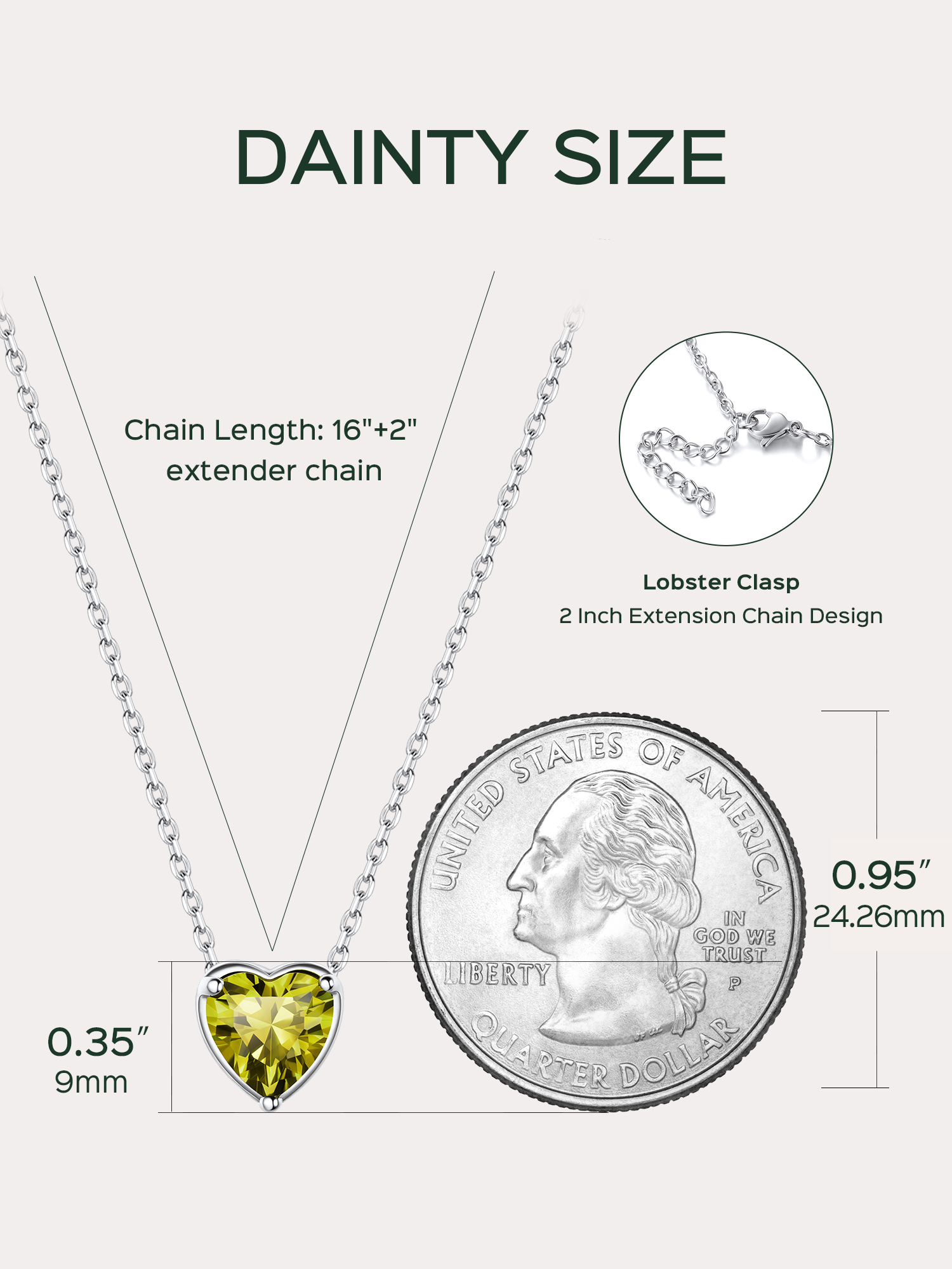 Heart Cut Created Birthstone Pendant Necklace for women, august birthstone, Peridot Necklace, Leo Birthstone, Virgo Birthstone, sterling silver jewelry, gift idea