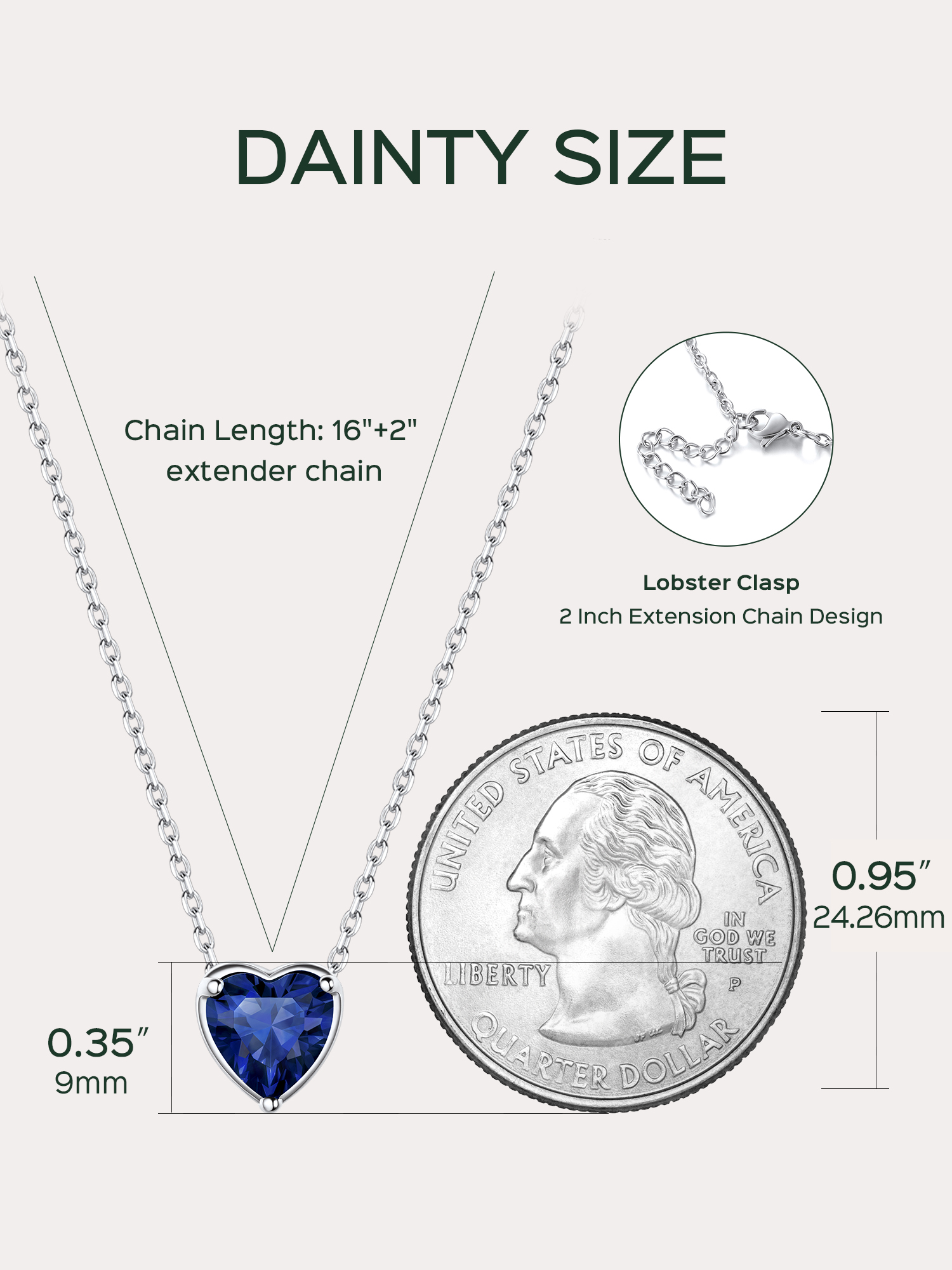 Heart Cut Created Birthstone Pendant Necklace for women, september birthstone, Sapphire Jewelry, Virgo Birthstone, Libra Birthstone, sterling silver jewelry, gift idea