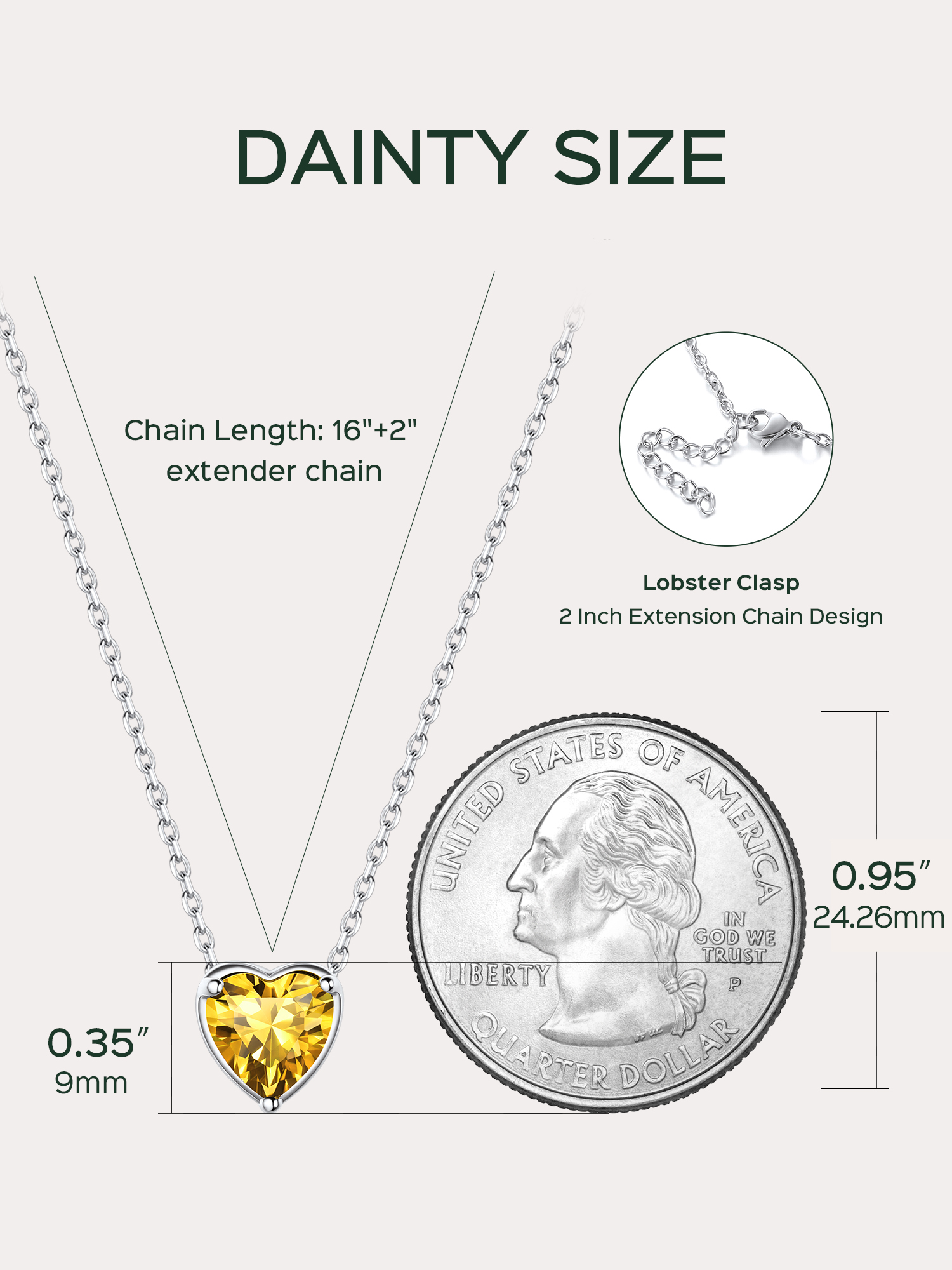 Heart Cut Created Birthstone Pendant Necklace for women, November birthstone, Citrine Jewelry, Scorpio Birthstone, Sagittarius Birthstone, sterling silver jewelry, memorial gift, gift idea