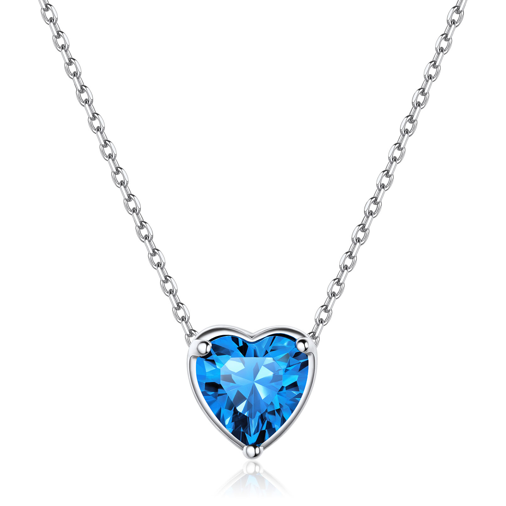 Heart Cut Created Birthstone Pendant Necklace for women, december birthstone, Blue Topaz Jewelry, Sagittarius Birthstone,  topaz birthstone, Capricorn Birthstone, christmas gift, gift idea