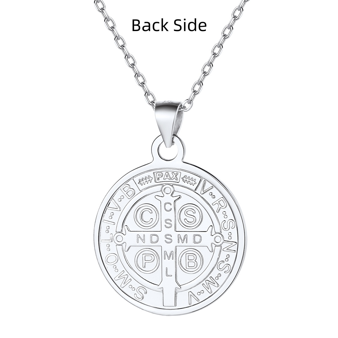 Saint Benedict Michael Medal Necklace Back Side