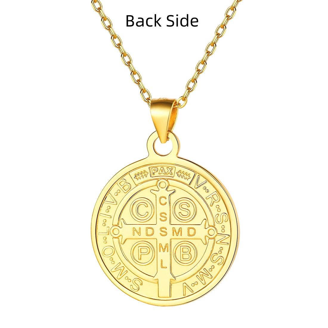 Saint Benedict Michael Medal Necklace Back Side