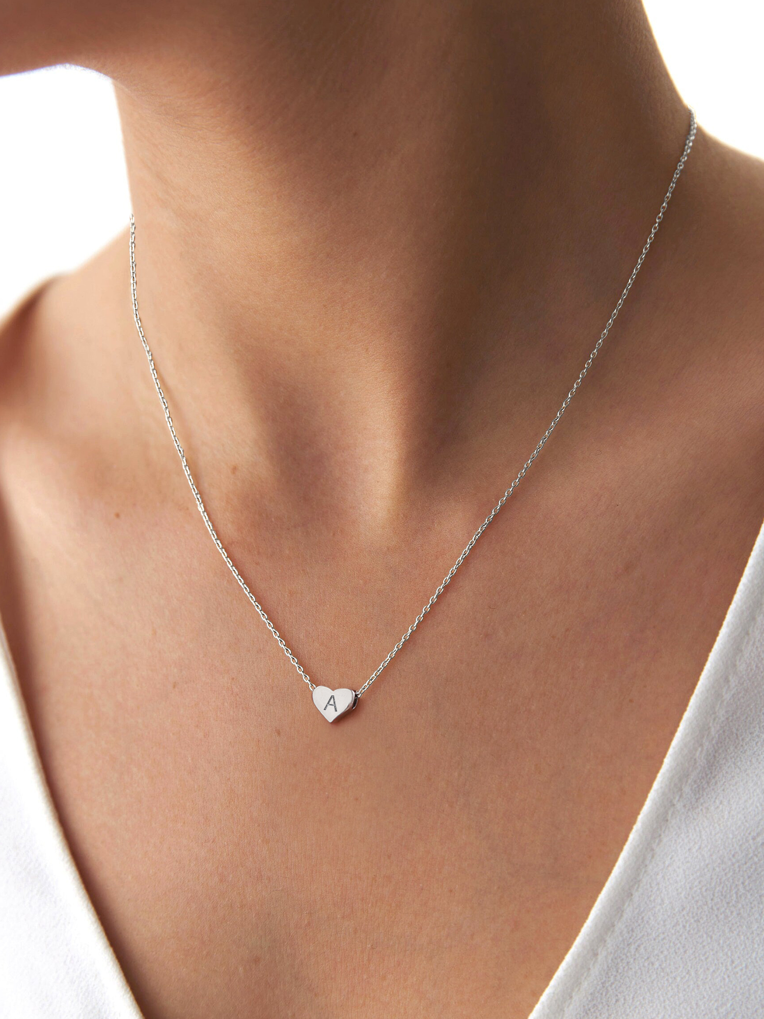 Initial Small Heart Pendant Necklace for Women Girls, sterling silver jewlery, heart necklace, initial necklace, gift idea,  A to Z  jewelry