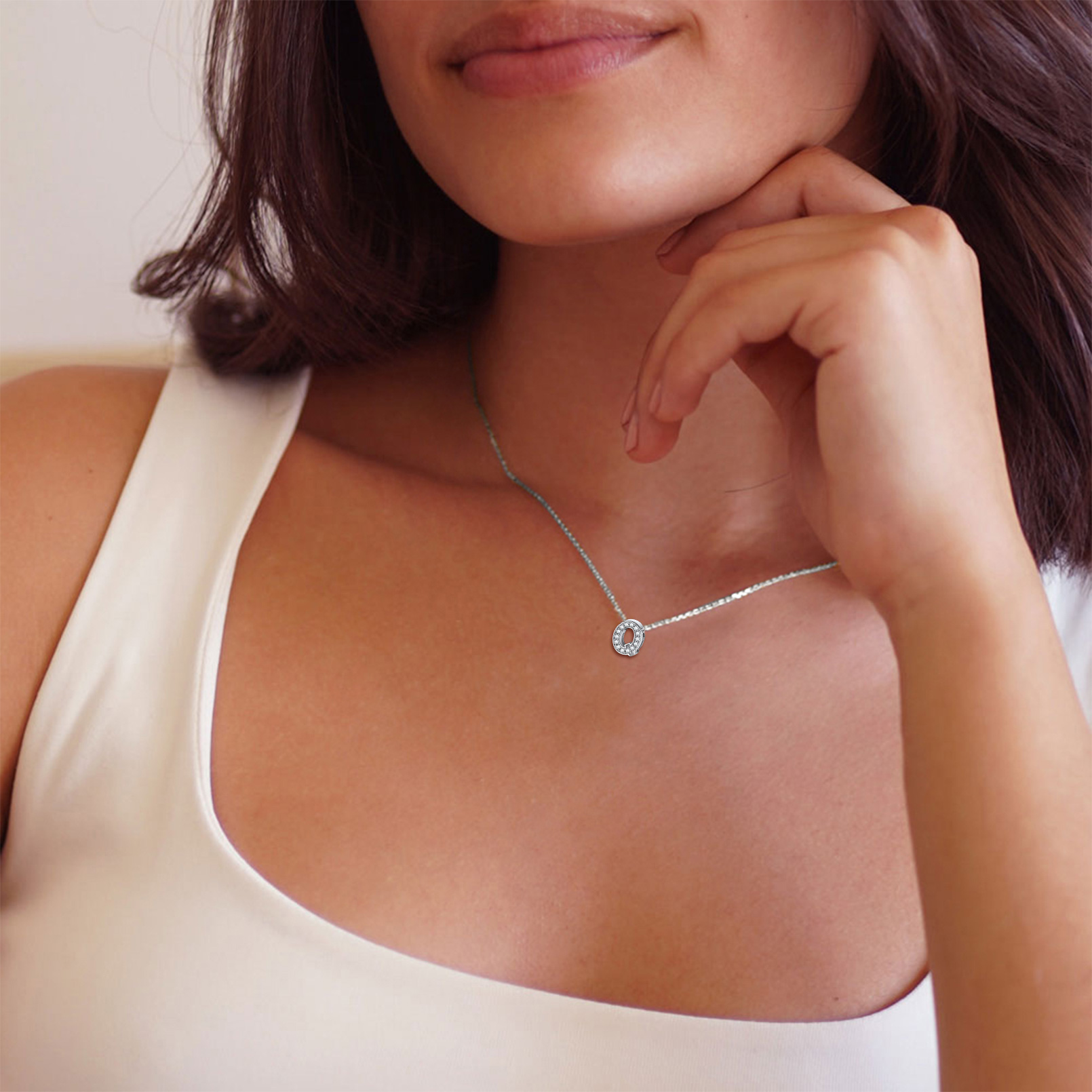 Dainty Cubic Zirconia Initial Necklace  for Women, Ladies, Men, Mother, Father, Friends, Couples, girlfriend, boyfriend, teenager, husband