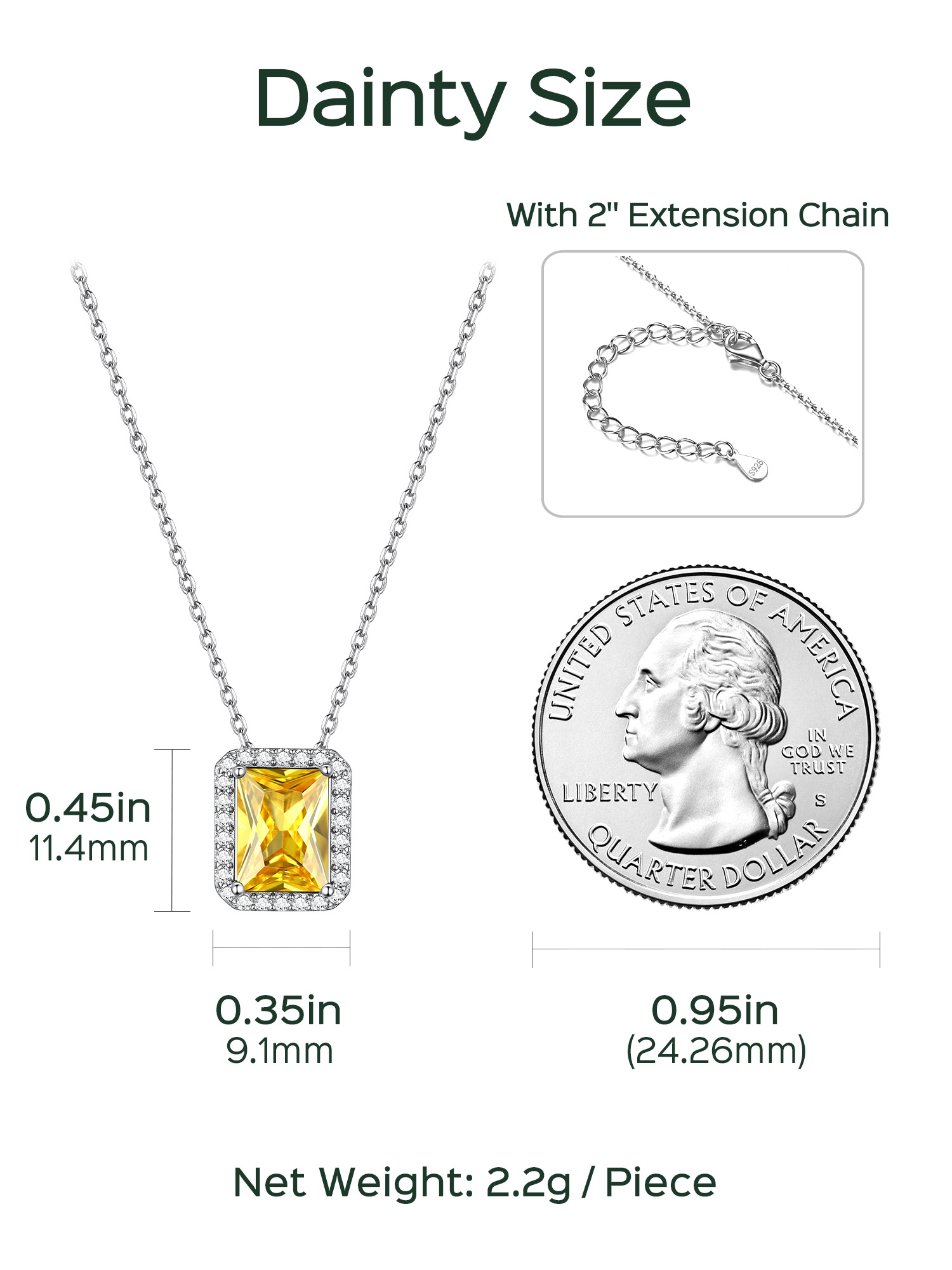 Square Emerald Cut Cubic Zirconia Halo Pendant Birthstone Necklace for Women, November birthstone, Citrine Jewelry, Scorpio Birthstone, Sagittarius Birthstone, sterling silver jewelry, memorial gift, gift idea