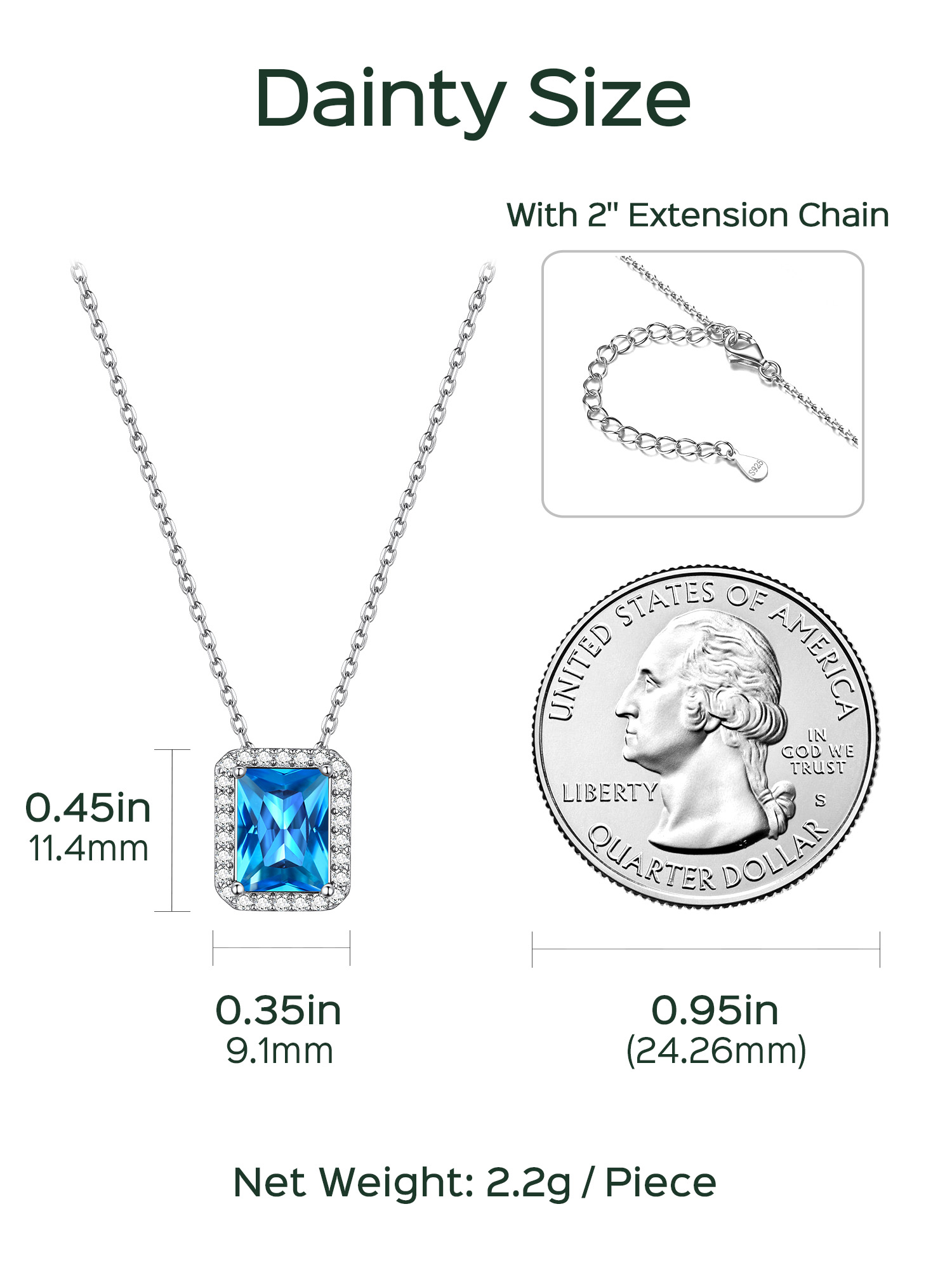 Square Emerald Cut Cubic Zirconia Halo Pendant Birthstone Necklace for Women, december birthstone, Blue Topaz Jewelry, Sagittarius Birthstone,  topaz birthstone, Capricorn Birthstone, christmas gift, gift idea