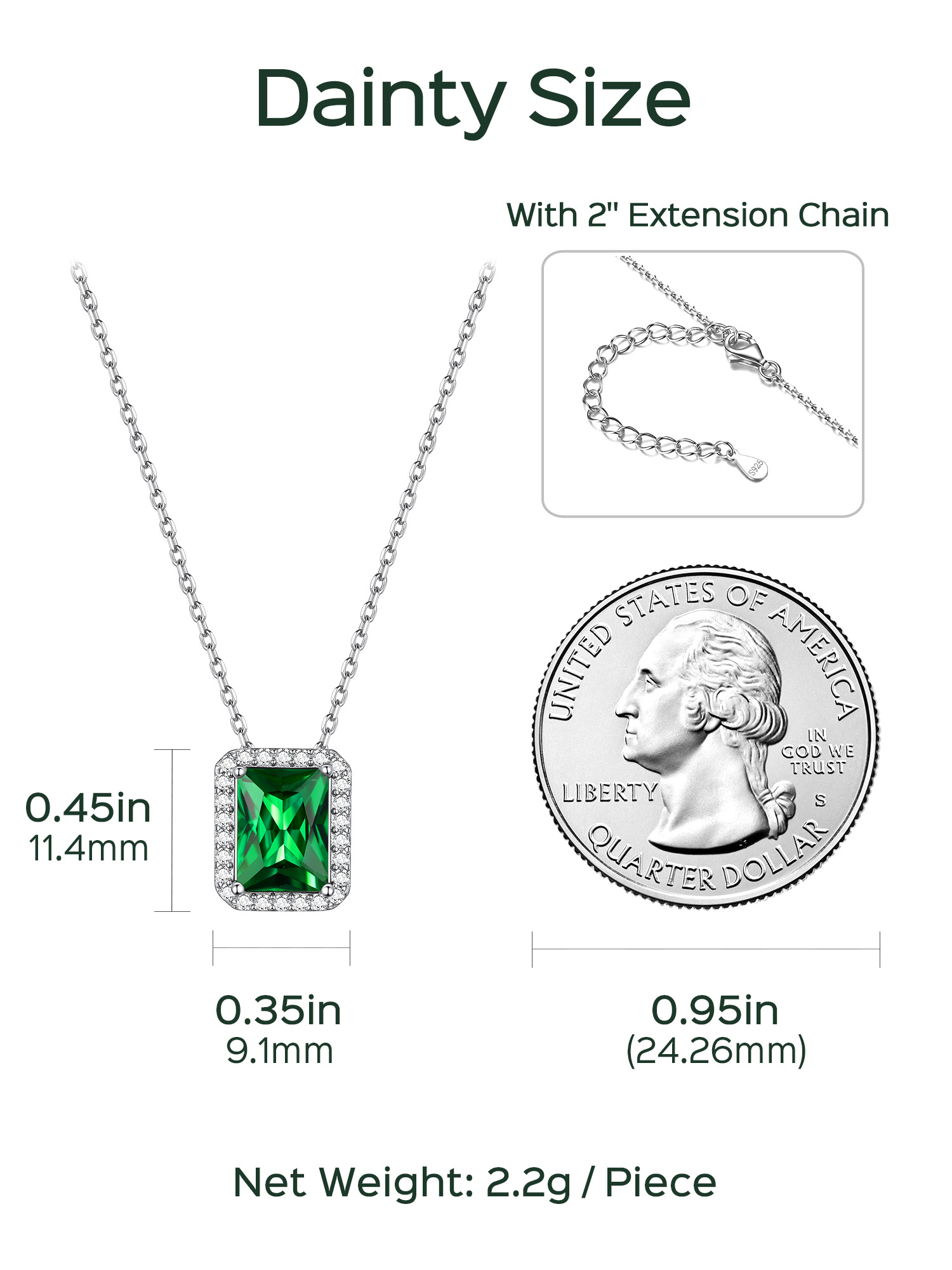 Square Emerald Cut Cubic Zirconia Halo Pendant Birthstone Necklace for Women, may birthstone, Emerald Necklace, Taurus Birthstone, Gemini Birthstone, sterling silver earrings, gift idea