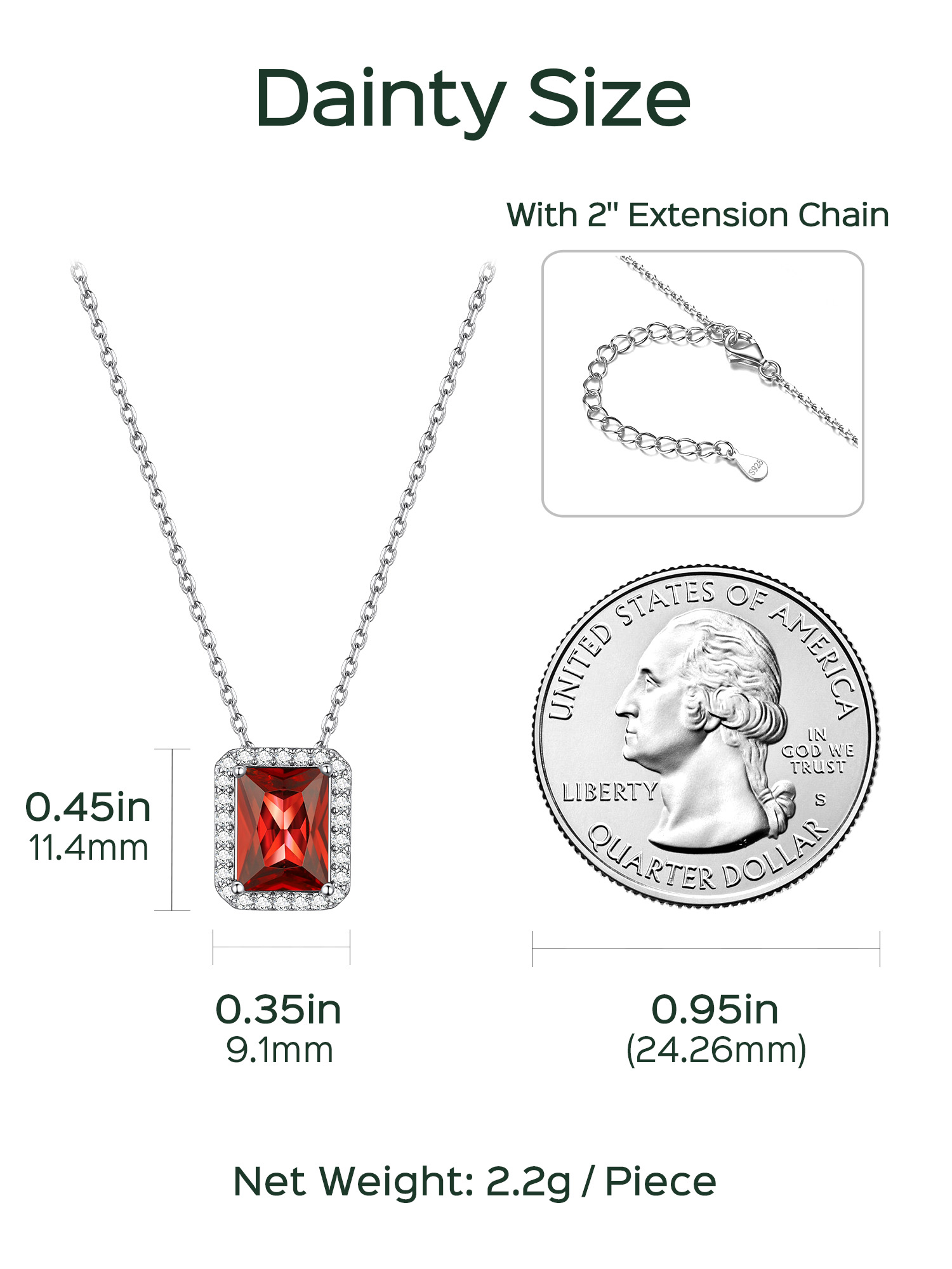 Square Emerald Cut Cubic Zirconia Halo Pendant Birthstone Necklace for Women, july birthstone, Ruby birthstone, Cancer Birthstone, Leo Birthstone, sterling silver jewelry, gift idea