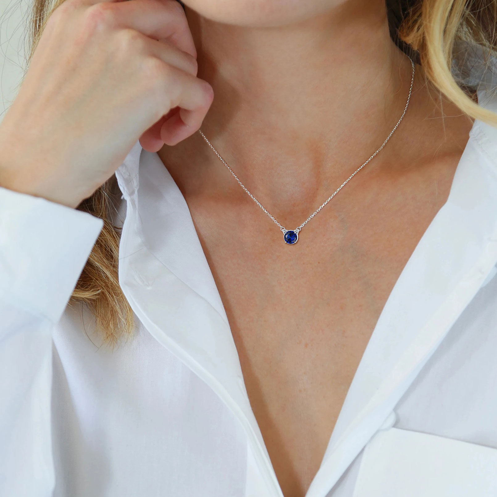 Cute Cat Birthstone Necklaces for Women