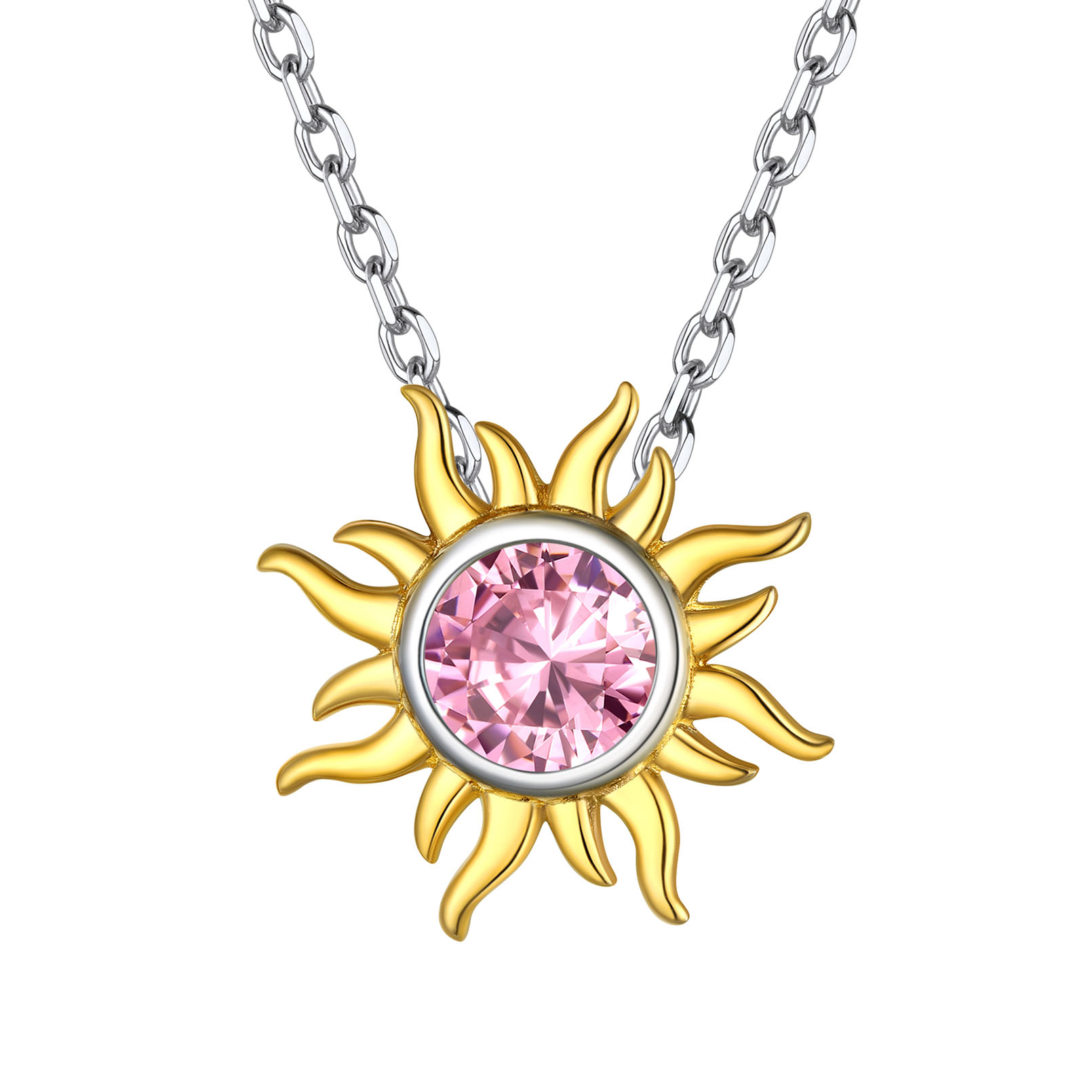 Sun Birthstone Necklace for ladies, october birthstone, Pink Tourmaline Jewelry, Libra Birthstone, Scorpio Birthstone, sterling silver Jewelry, gift idea