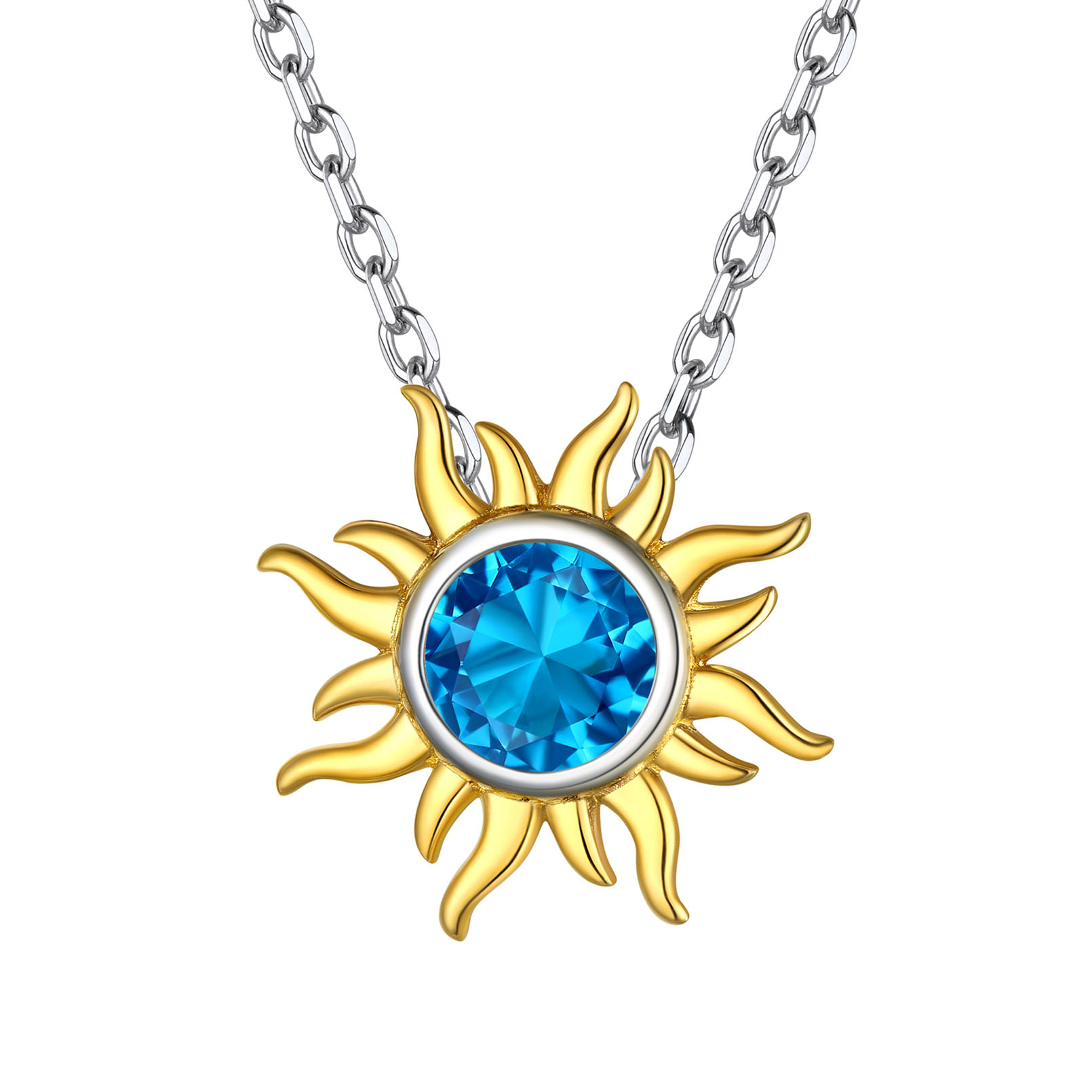 Sun Birthstone Necklace for ladies,december birthstone, Blue Topaz Jewelry, Sagittarius Birthstone,  topaz birthstone, Capricorn Birthstone, christmas gift, gift idea