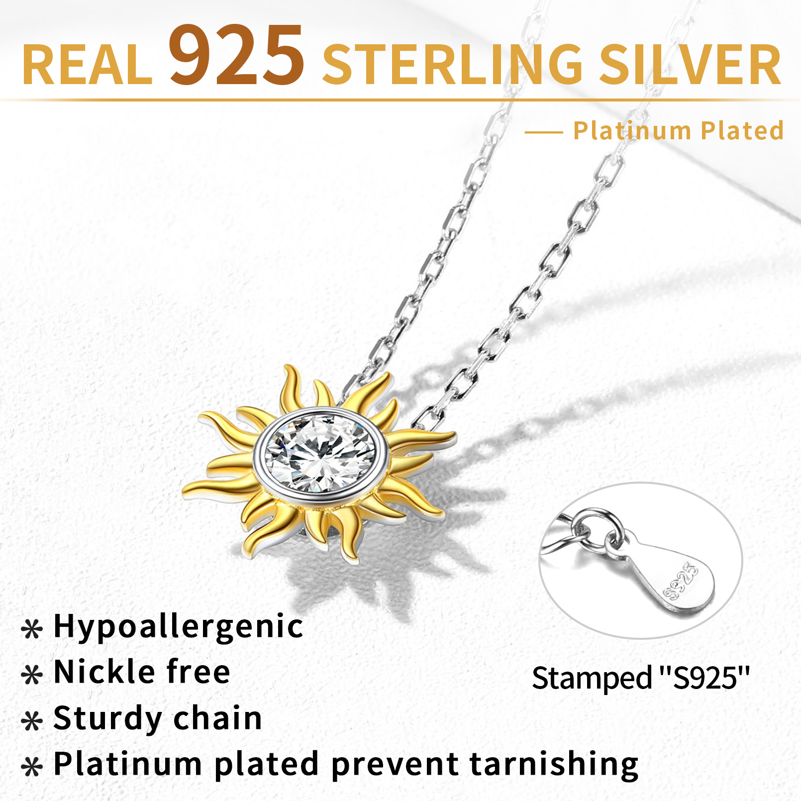 Sun Birthstone Necklace for ladies, april birthstone, Diamond Jewelry, Aries Birthstone, Taurus Birthstone, birthstone necklace, gift idea