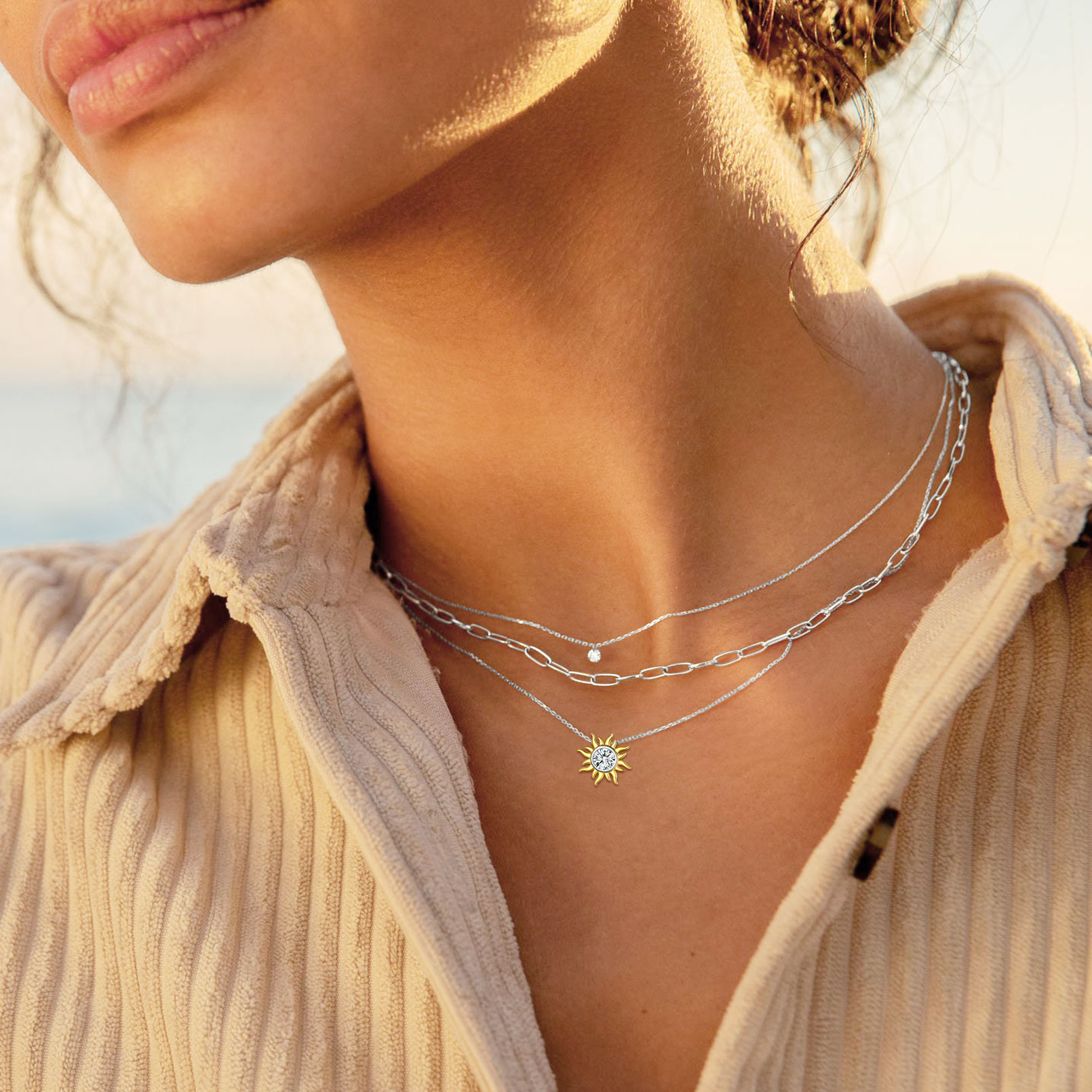 Sun Birthstone Necklace for ladies, april birthstone, Diamond Jewelry, Aries Birthstone, Taurus Birthstone, birthstone necklace, gift idea