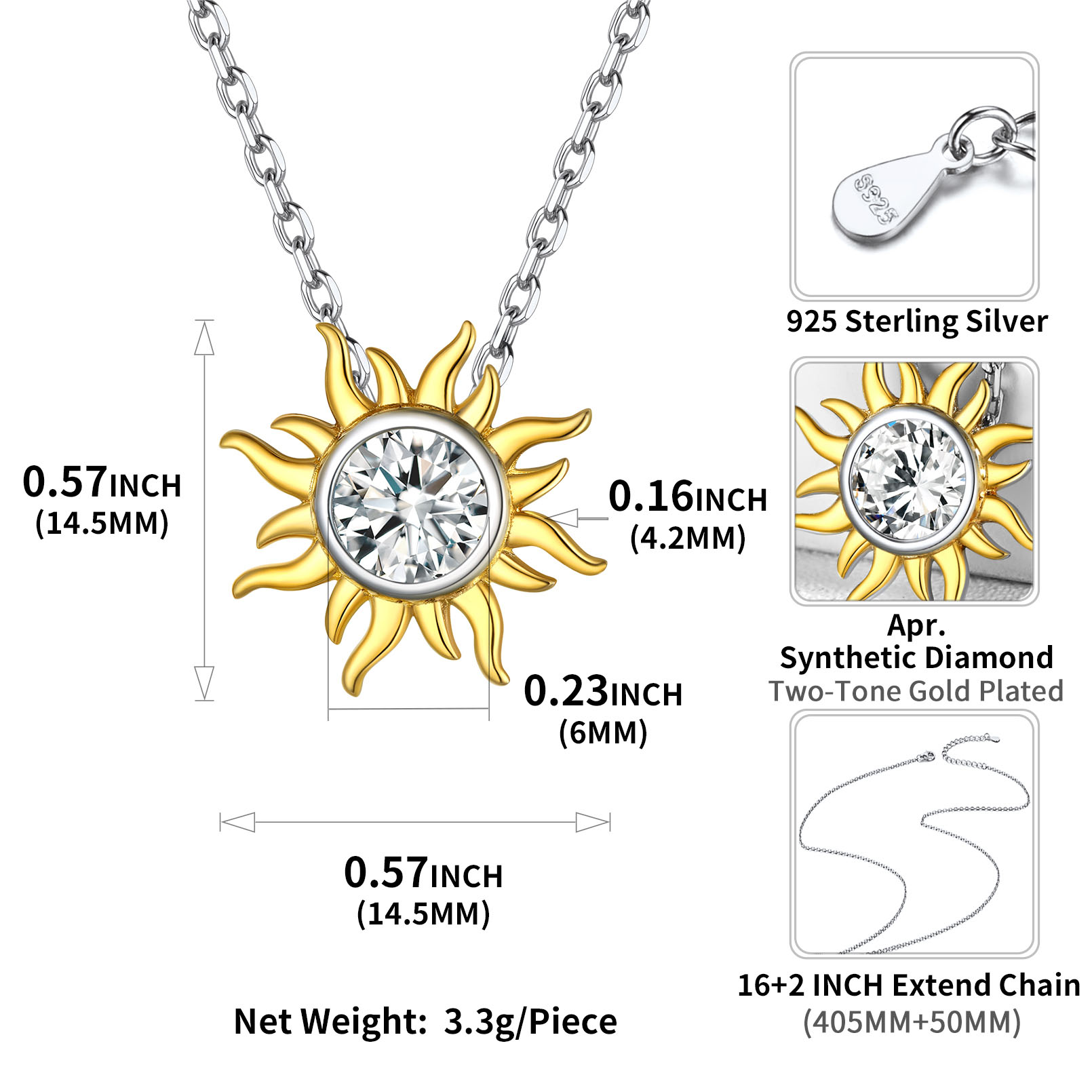 Sun Birthstone Necklace for ladies, april birthstone, Diamond Jewelry, Aries Birthstone, Taurus Birthstone, birthstone necklace, gift idea