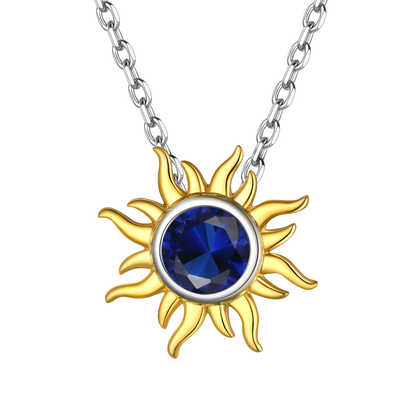 Sun Birthstone Necklace for ladies, september birthstone, Sapphire Jewelry, Virgo Birthstone, Libra Birthstone, sterling silver jewelry, gift idea