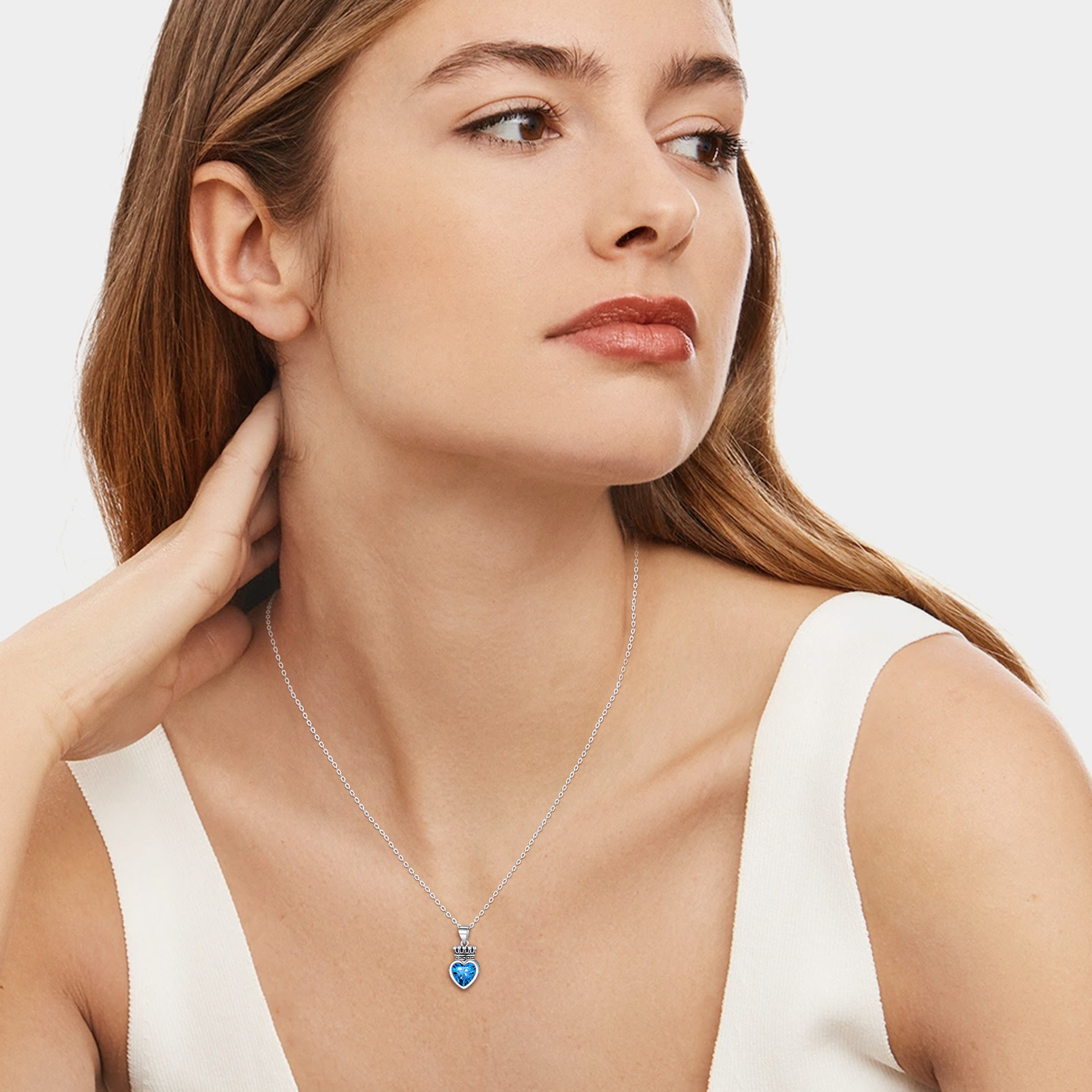 Crown & Heart Necklace for Women