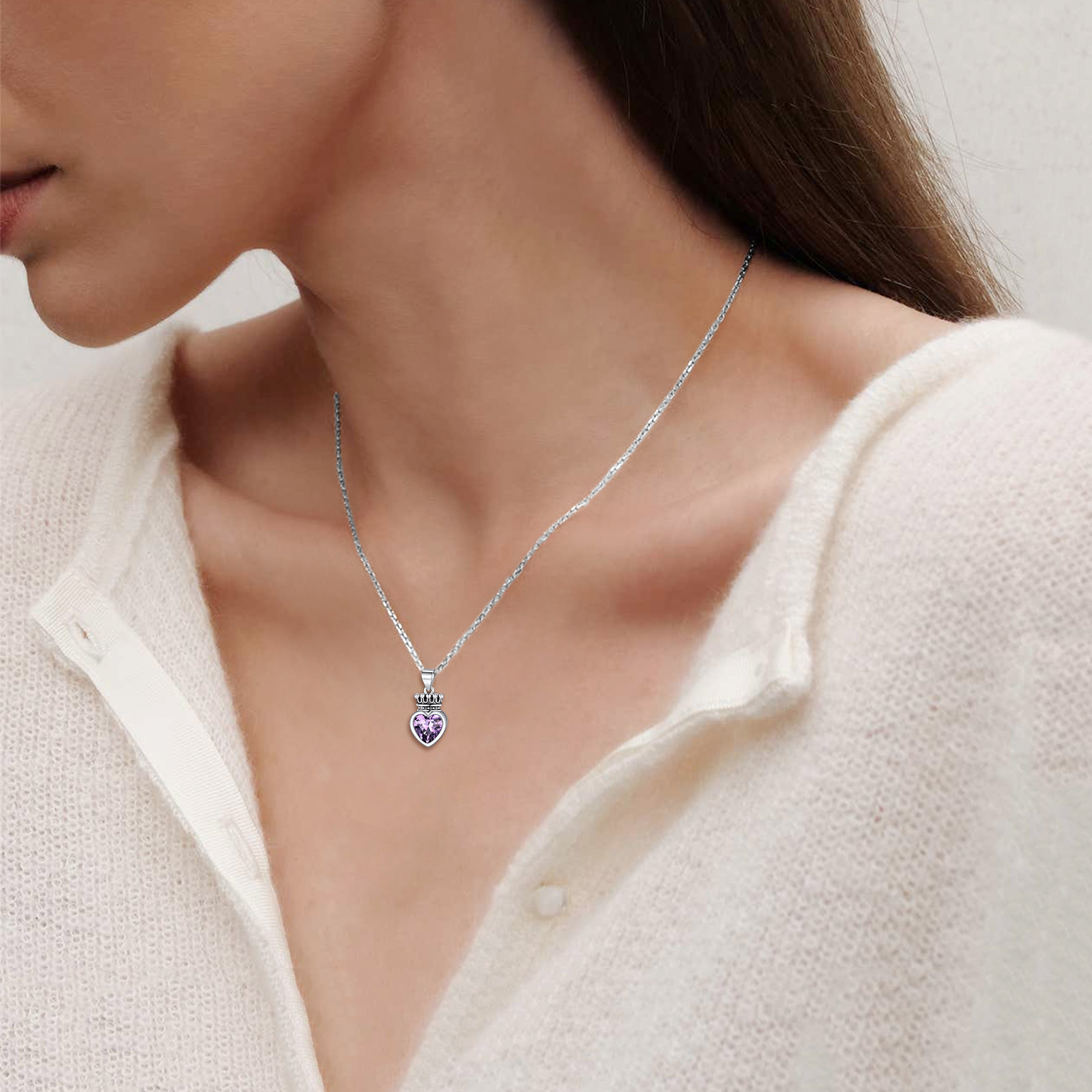 Crown & Heart Necklace  for Women