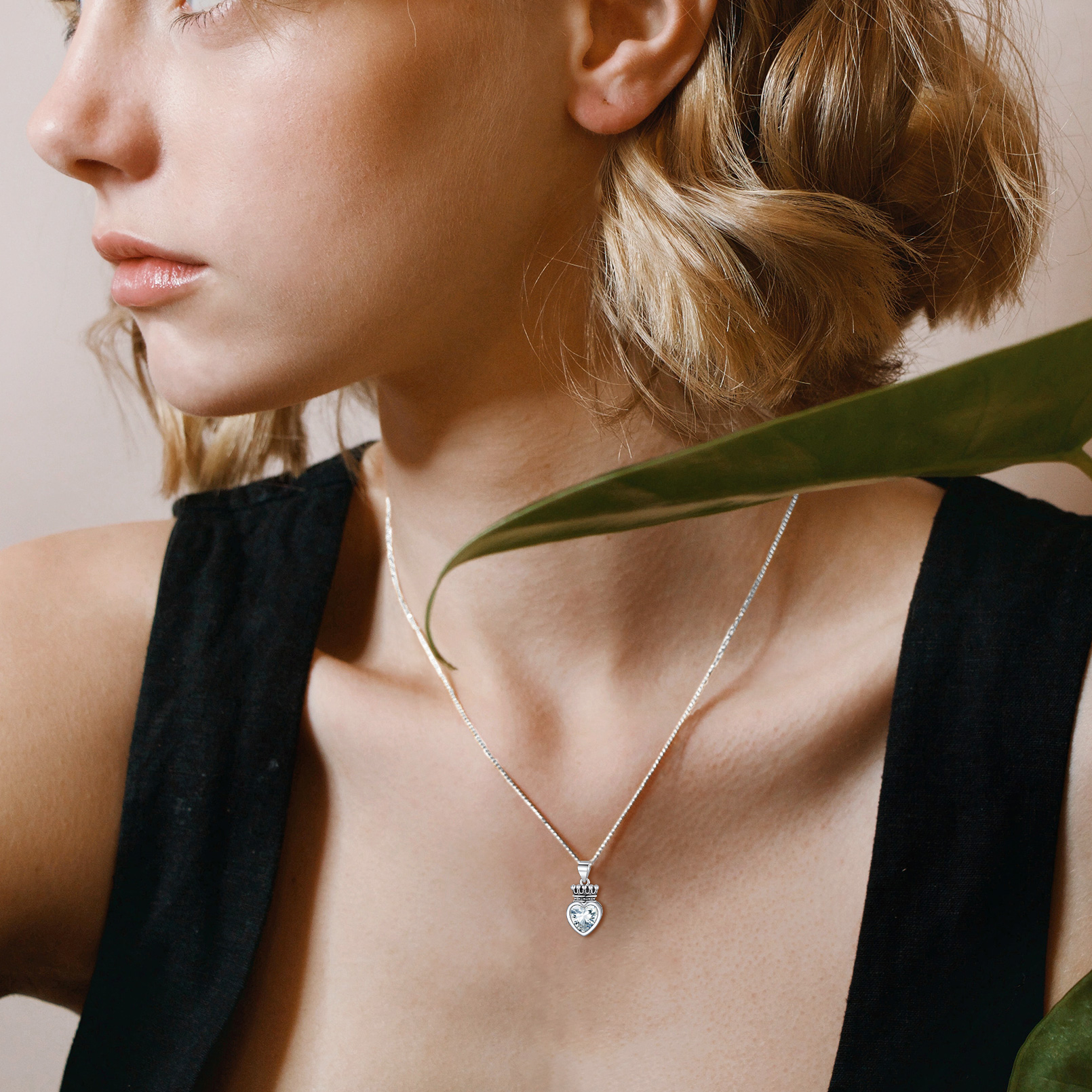 Crown & Heart Necklace for Women