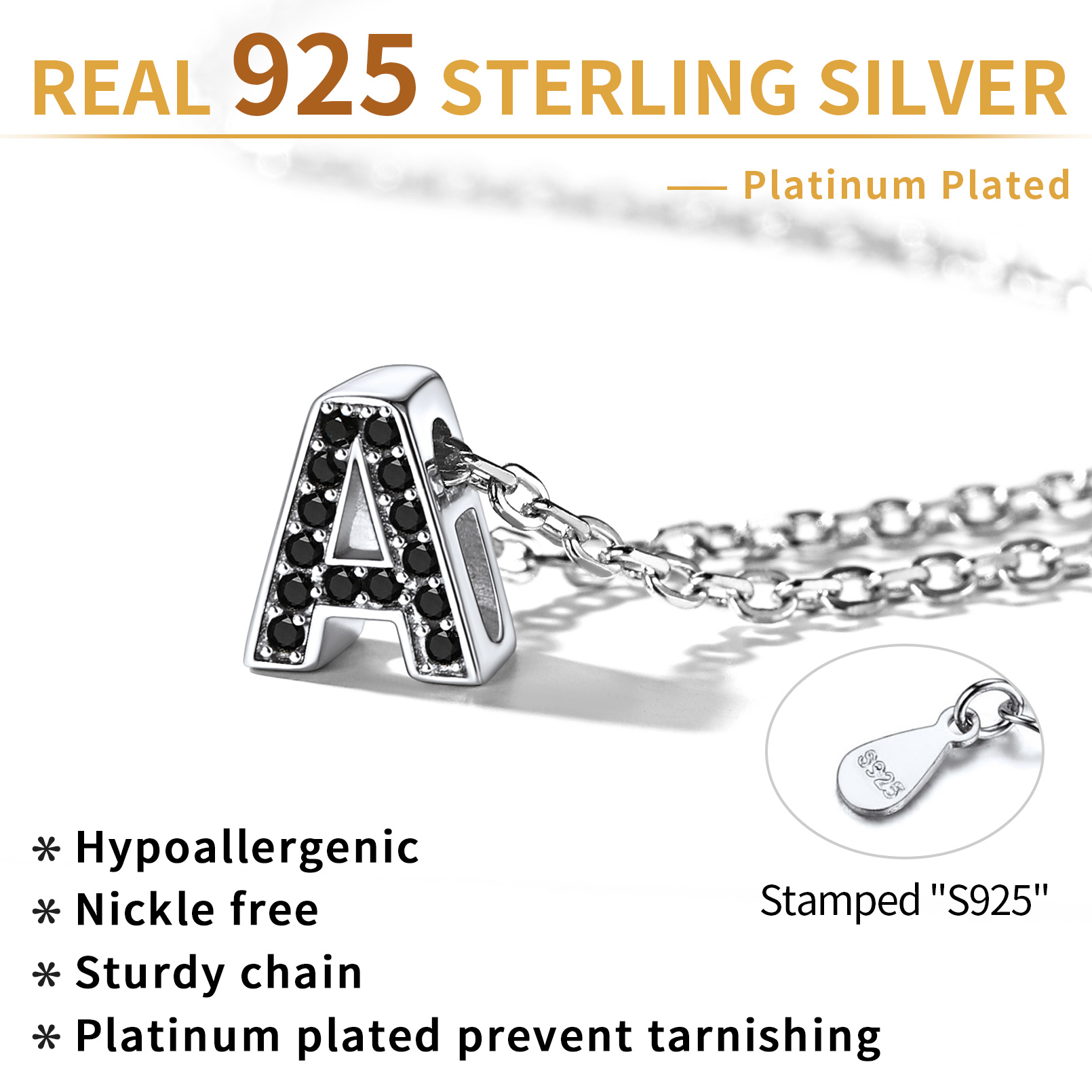 Sterling Silver ChicSilver Cubic Zirconia Initial Necklace