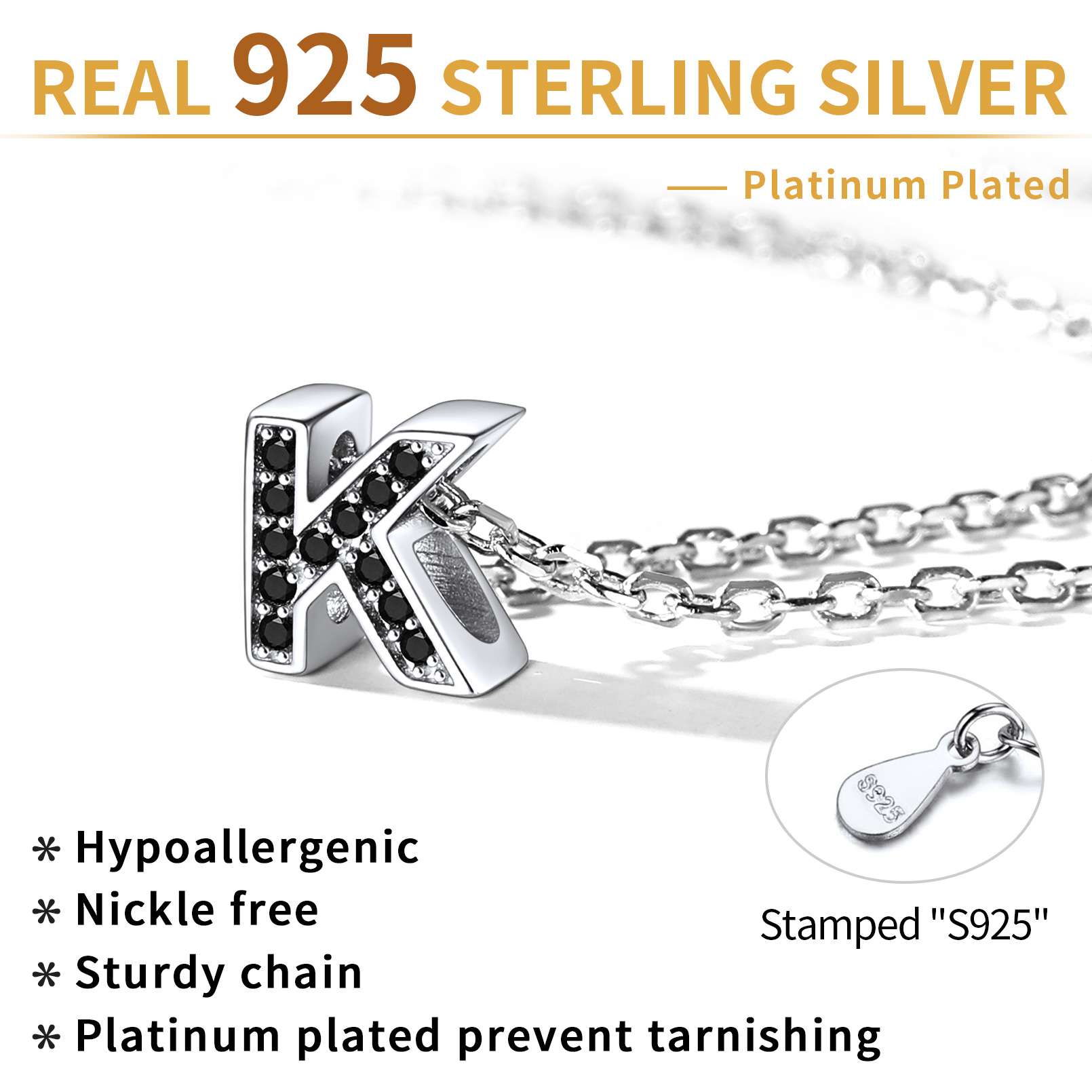 Sterling Silver ChicSilver Cubic Zirconia Initial Necklace