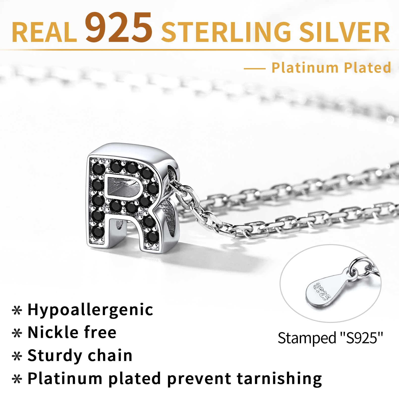 Sterling Silver ChicSilver Cubic Zirconia Initial Necklace